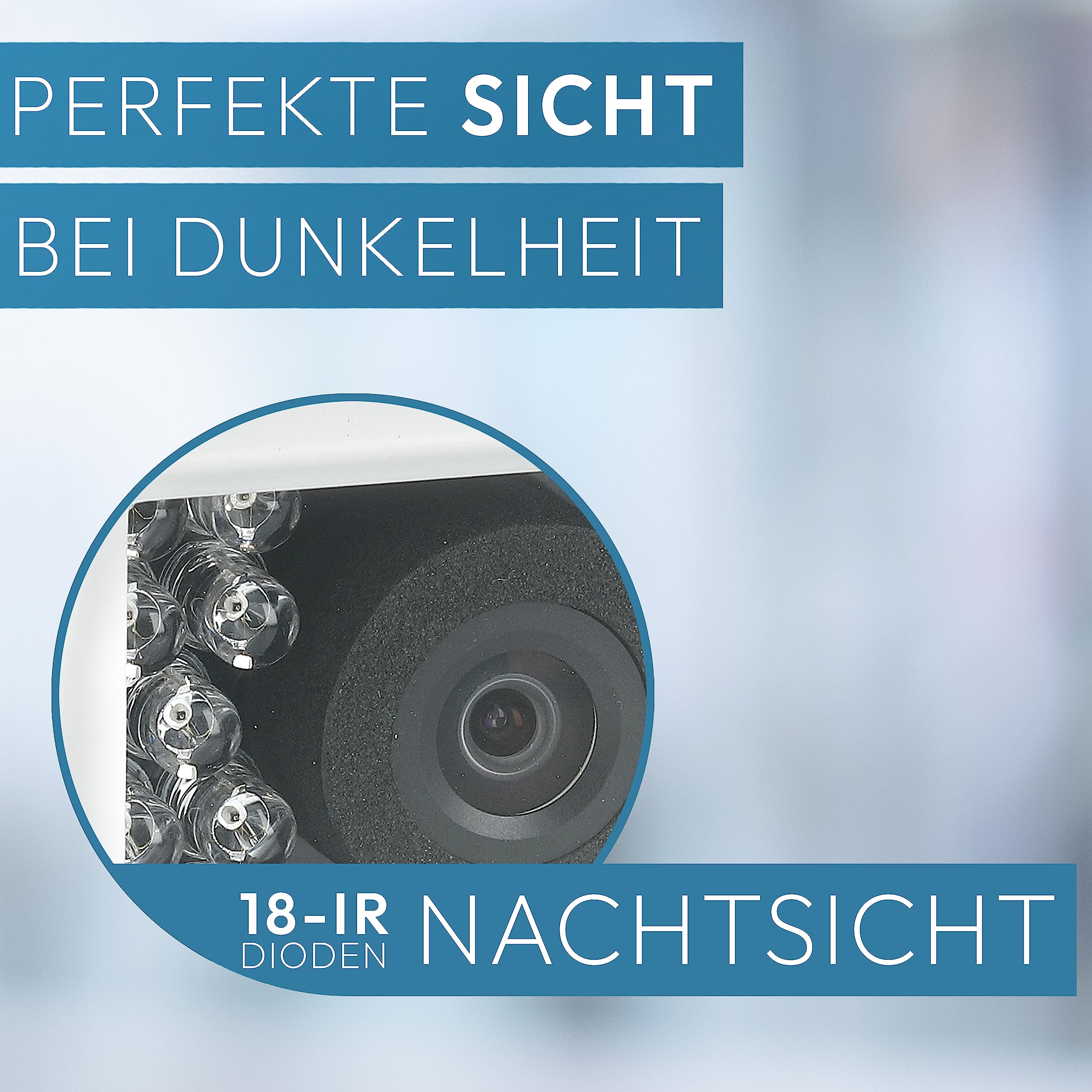 VSG24 Camper Rückfahrkamera Wohnmobil Wohnwagen Rückfahrsystem Nachtsicht Wetterfest 12V-24V Set Weiß