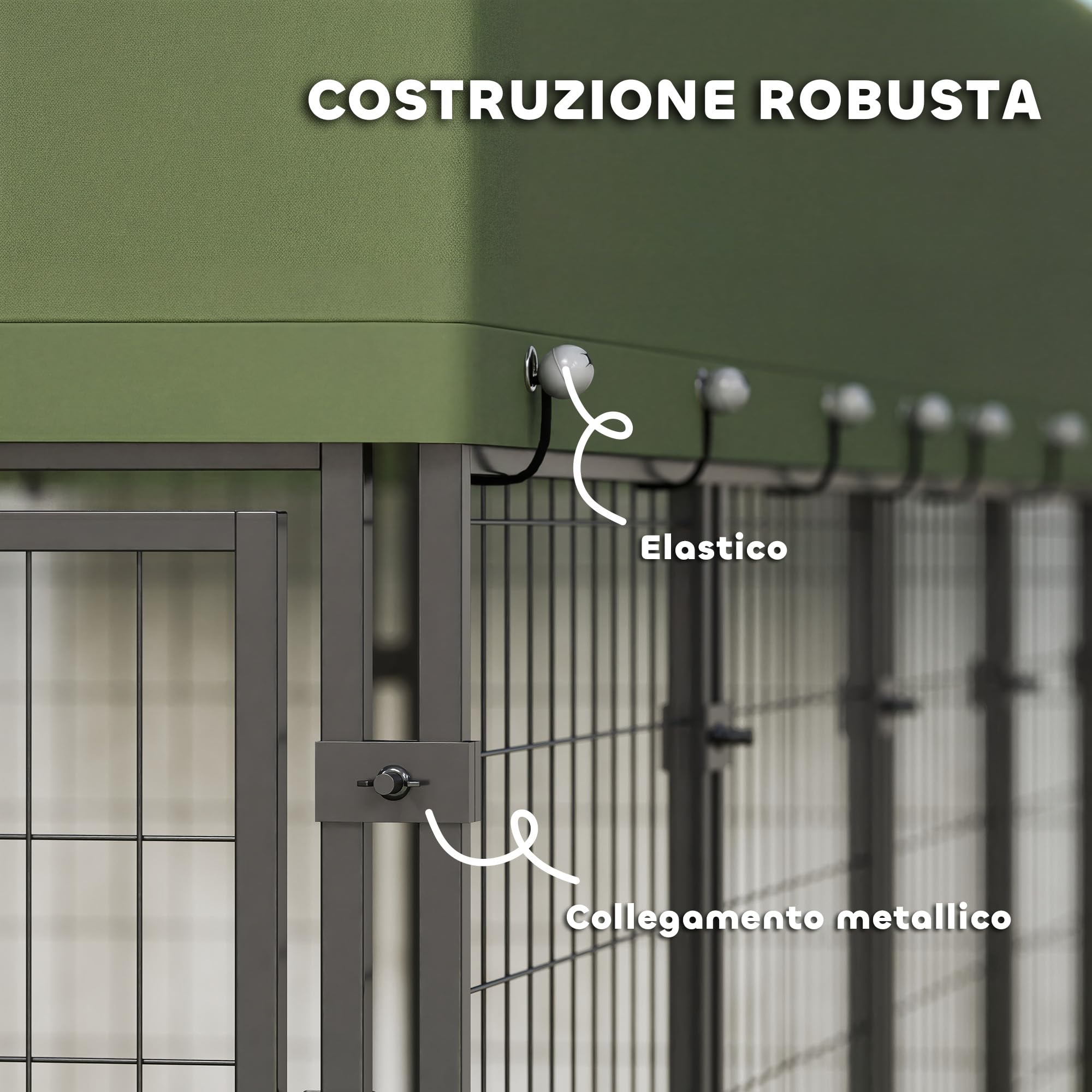 PawHut Recinto per Cani da Esterno Grande in Acciaio 244x122x183cm Verde
