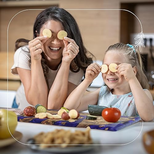 Miniatura 11 de Tabla de queso hecha a mano de madera de olivo con resina, tablas de embutidos y bandeja para servir, tabla de servir epoxi de madera, tabla