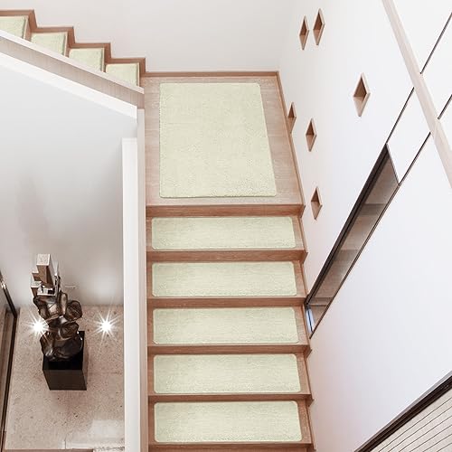 Miniatura 79 de PURE ERA - Alfombras para peldaños, de felpa suave, con bordes redondeados, de interiores, aptas para mascotas, antideslizantes, sin cinta, lavables