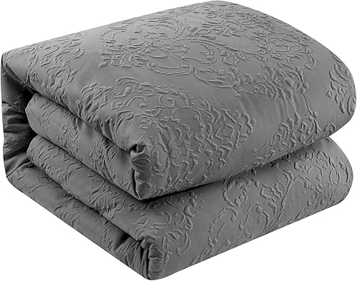 Miniatura 4 de Chic Home Mayflower - Juego de edredón de 5 piezas con diseño de medallón en relieve, incluye fundas de almohada decorativas, tamaño Queen, color