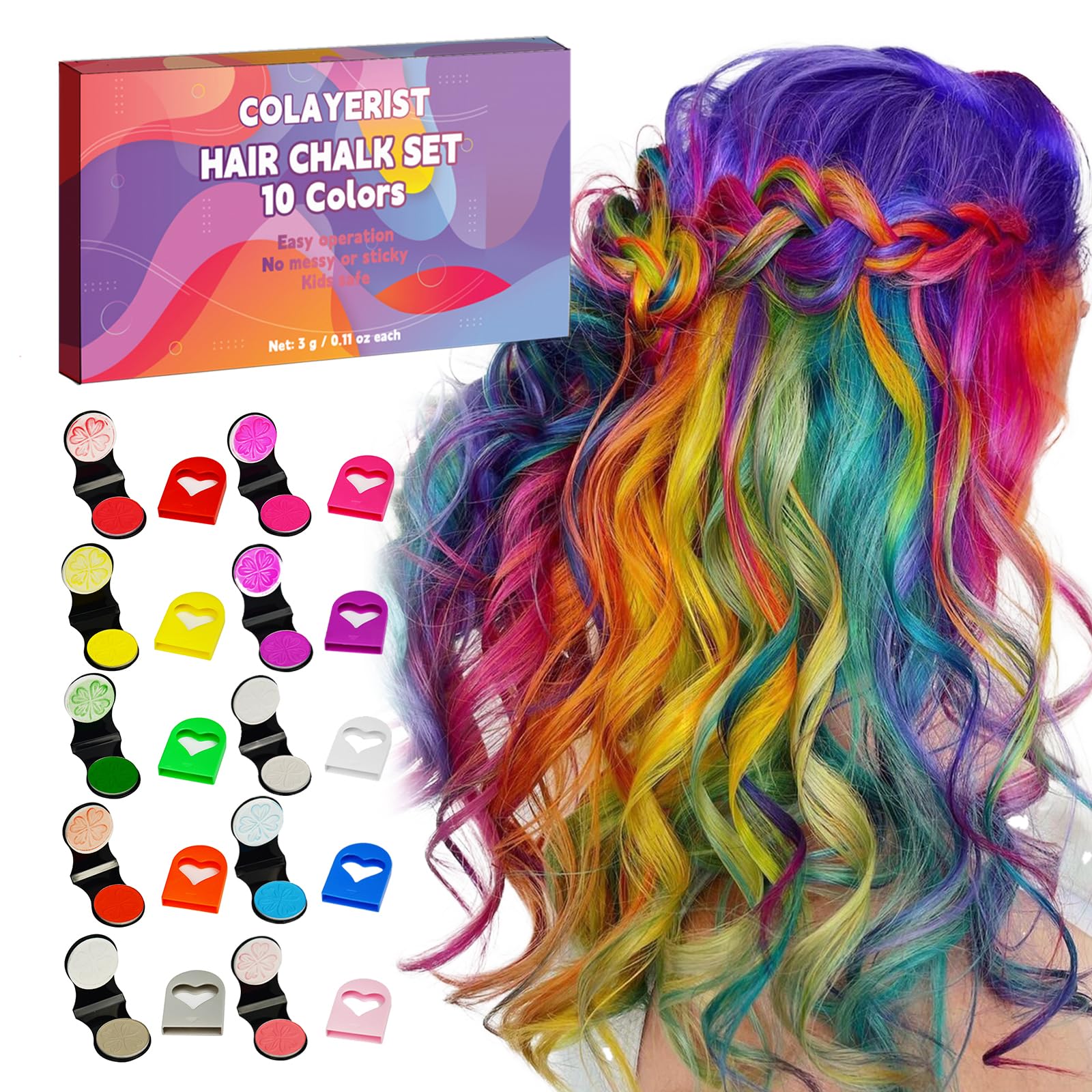 COLAYERISTHair Chalk for Girls Kids, 10PCS Temporary Hair Dye Colour, Coloured Hair Chalk Wash Out Kids, Teenage Girls Gifts, Christmas Gifts for Kids Gifts for 5-15 Year OldGirls (Pink etc.)