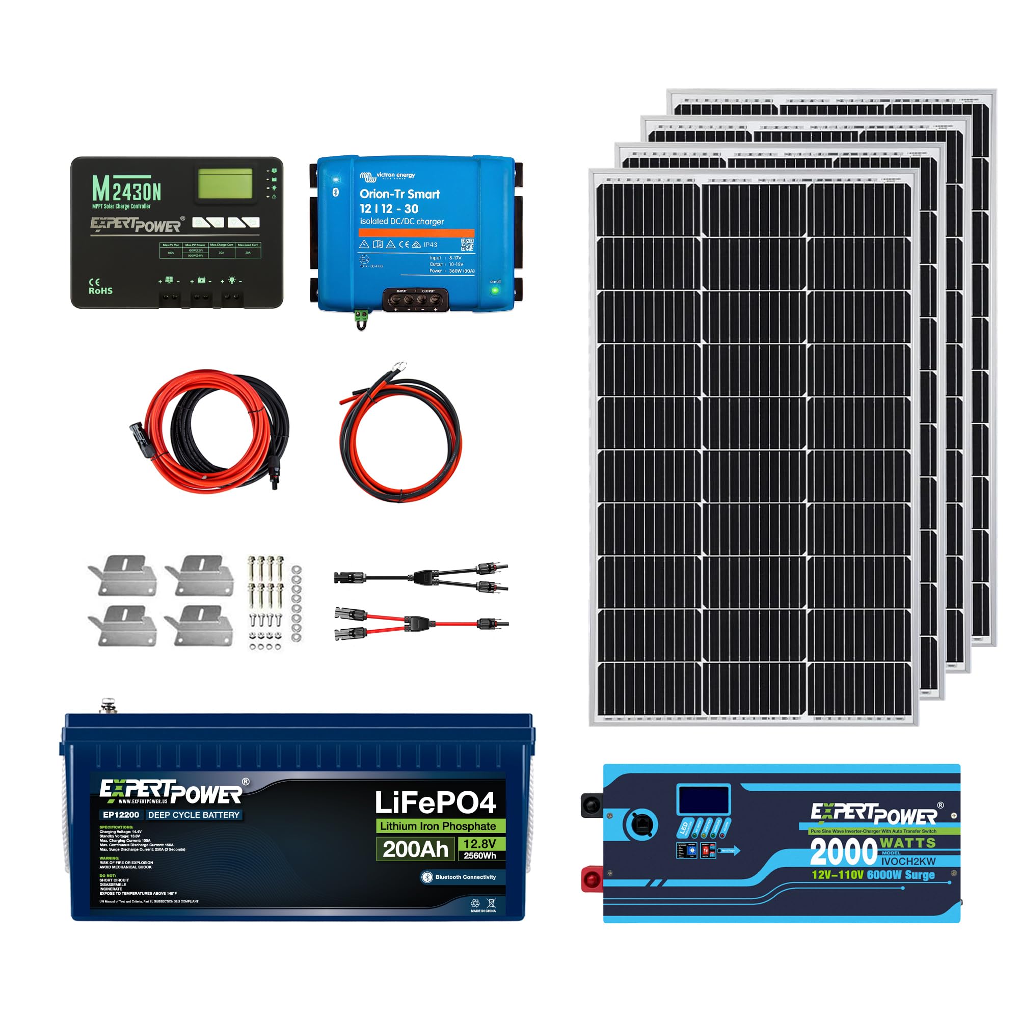 Amazon.com : ExpertPower 2.5KWH 12V Solar Panel Kit | LiFePO4 12V