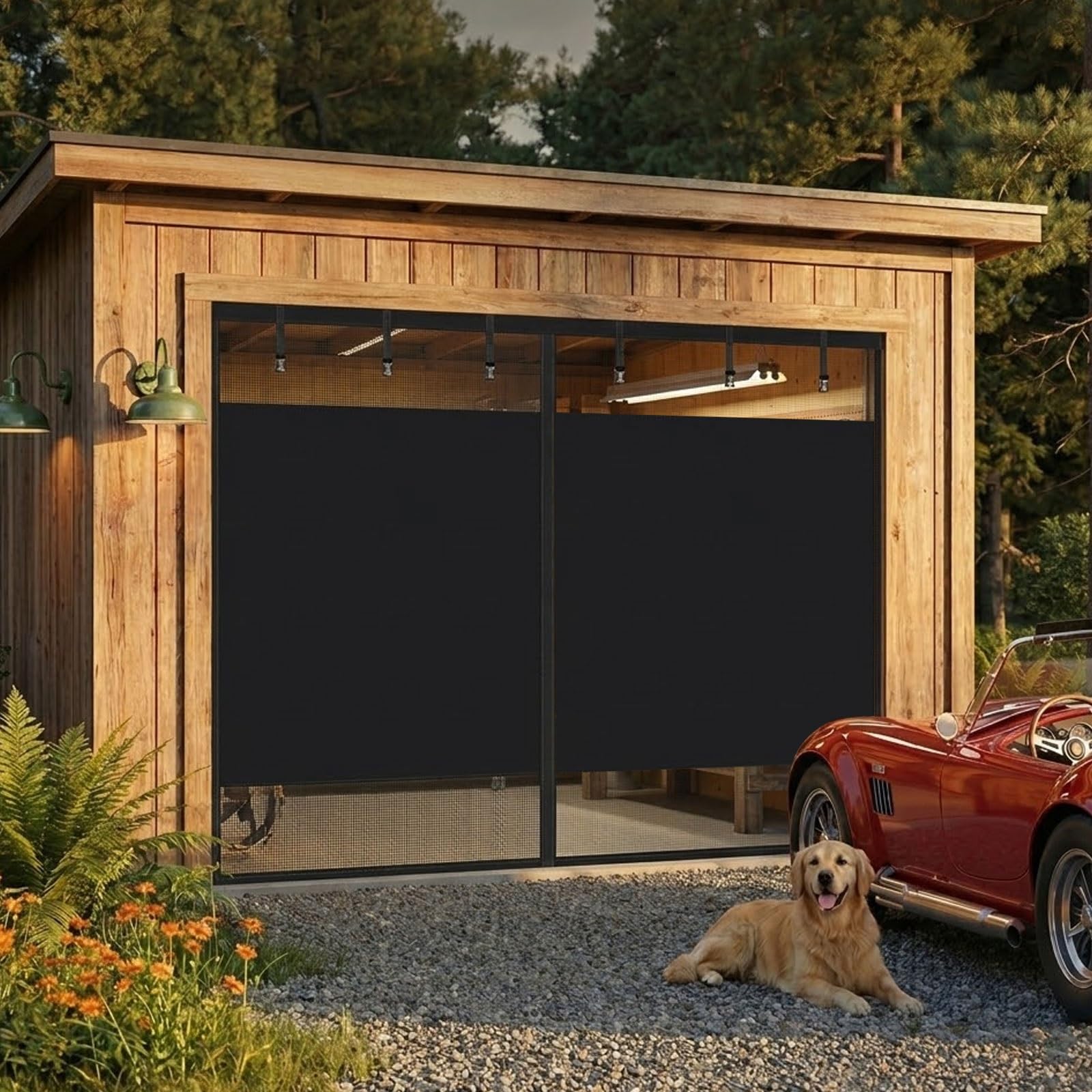 Privacy Garage Door Screen Kit, 8x7FT 9x7FT 10x7FT 16x8FT Magnetic Mesh Screen for 2 Car Garage, Garage Net Cover, Sturdy Fiberglass Magic Curtain Outdoor Patio, Porch
