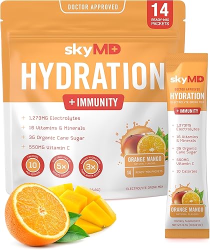 skyMD Hydration + Immunity | Electrolytes Powder Packets | Low Sugar, 10 Calories | 16 Vitamins & Minerals, Sodium | Immune Booster with Vitamin