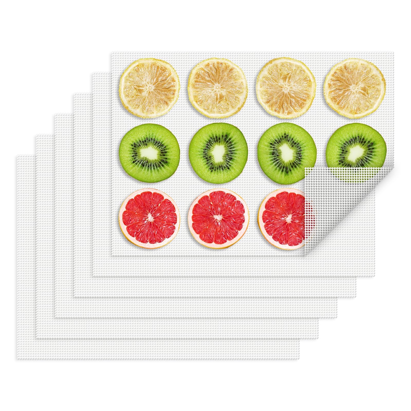 Silicone Dehydrator Sheets 6 Pcs, Resuable Mat 11 x 8in for Food Dehydrator Freeze Dryer to Prevent Food Spills, Heat-Resistant Dehydrator Trays, Dishwasher Safe, White Rectangular