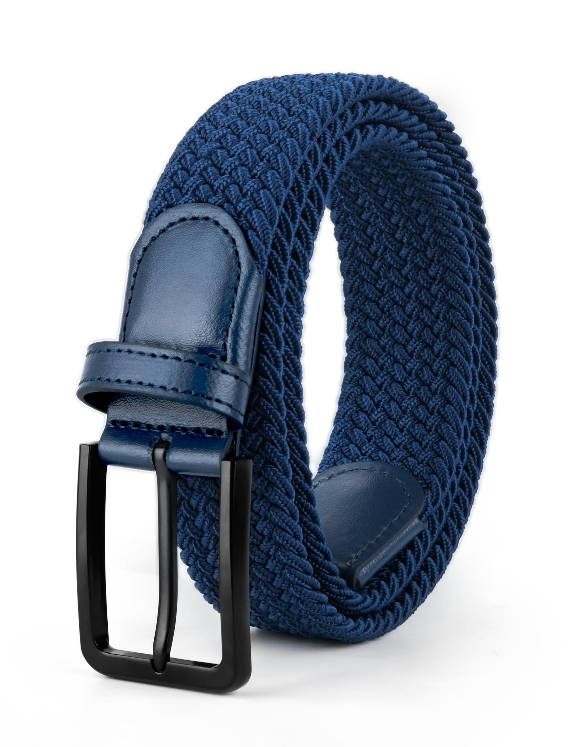 Stretch Elastic Braided Woven Golf Belt 1 3/8 Inch Wide for Men and Women, Blue, Medium (Fits 32-36" Waist)