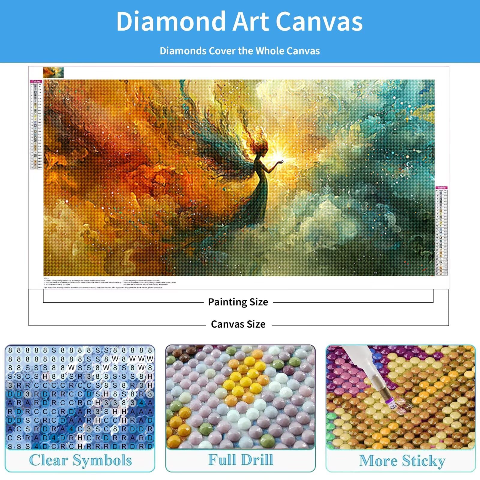 Diamond Painting Erwachsene Abstrakt 180x90 cm, 5D Farbe Diamond Art Q0-114