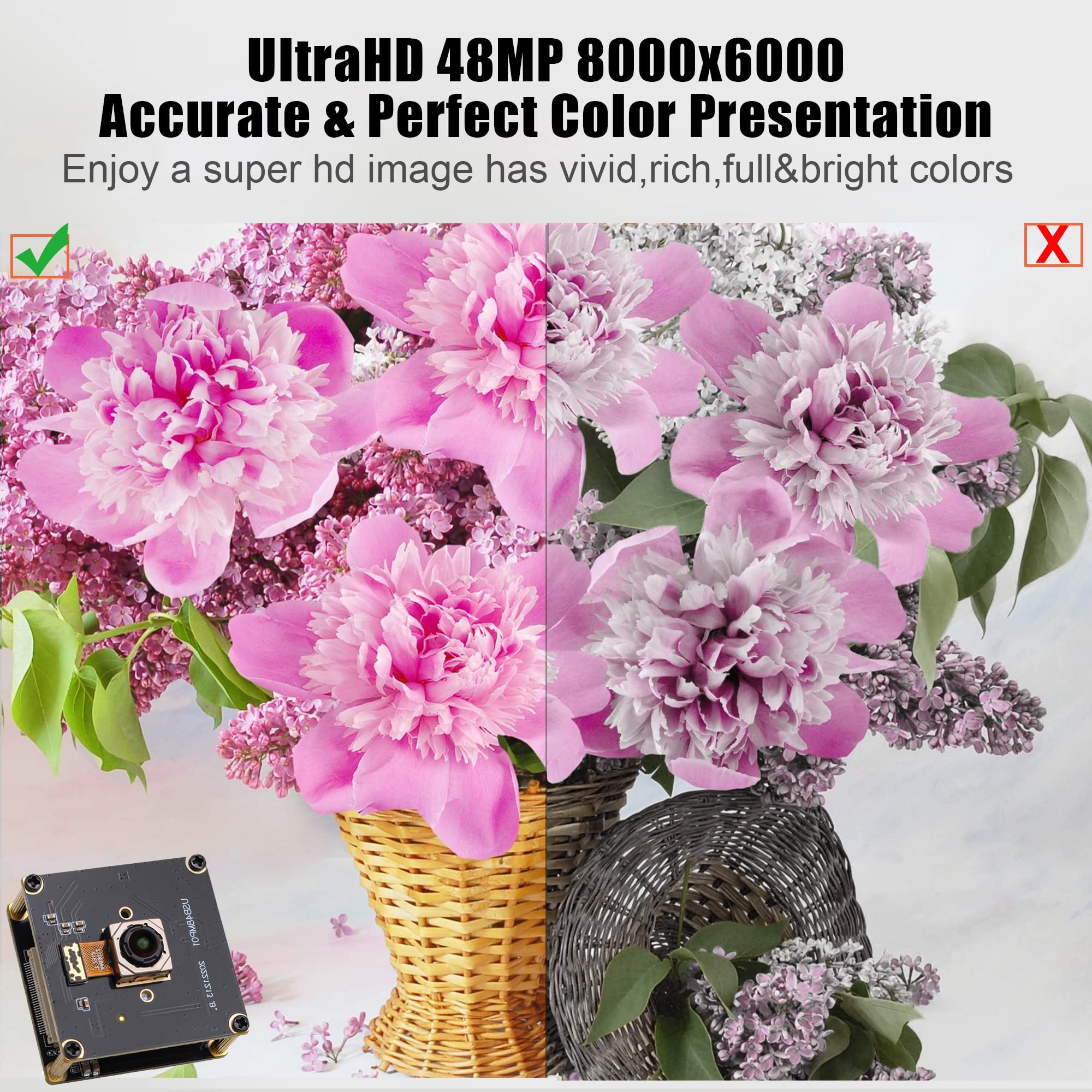 Svpro Modulo fotocamera USB autofocus 48MP scheda industriale fotocamera 8000x6000 ad alta definizione per altimetro, messa a fuoco automatica UVC Plug and Play Camera per Machine Vision
