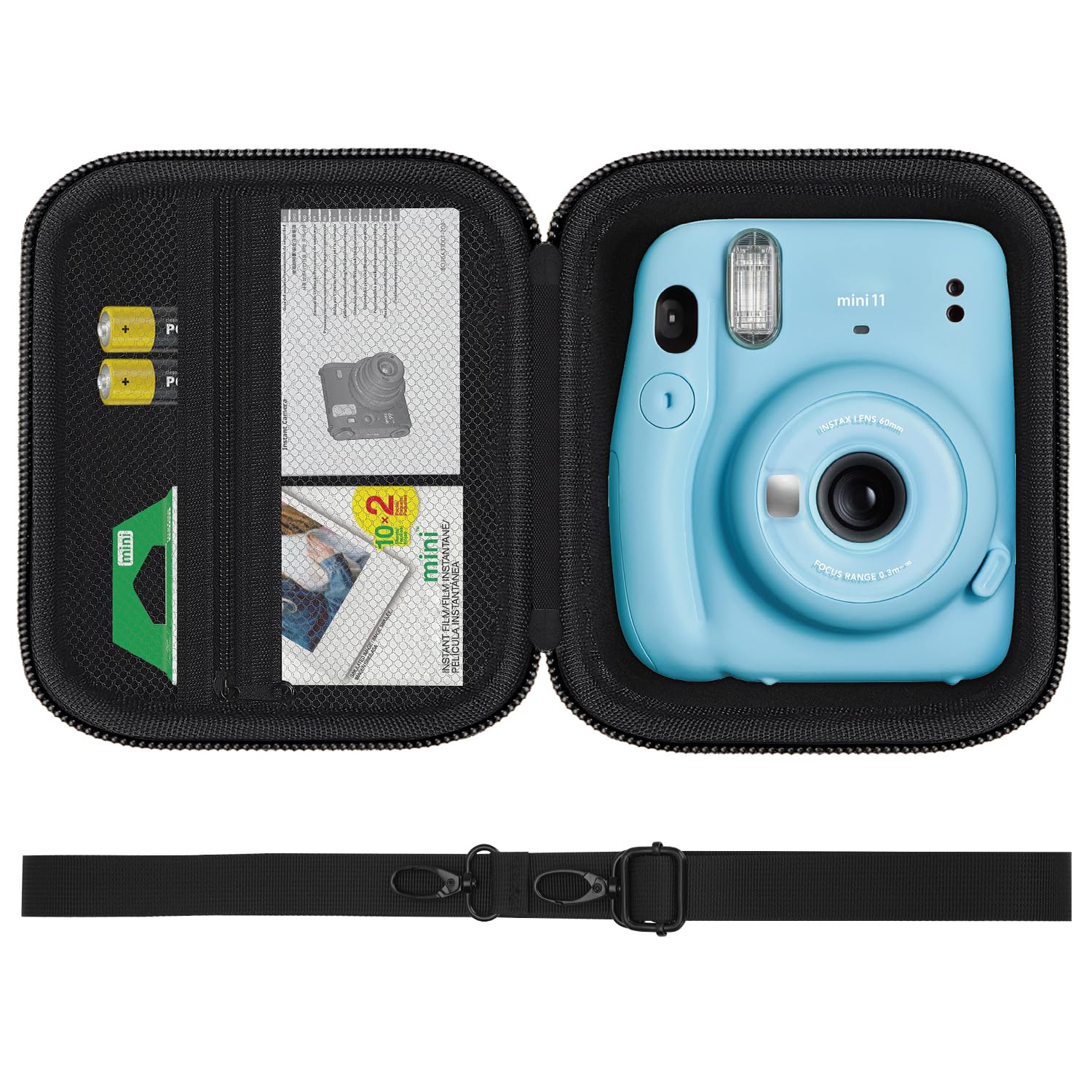 HESPLUS Camera Case for Fujifilm Instax Mini 11/12 / 40/41 / 99 Instant Film Camera, Protective Carrying Bag with Removable Shoulder Strap, Black