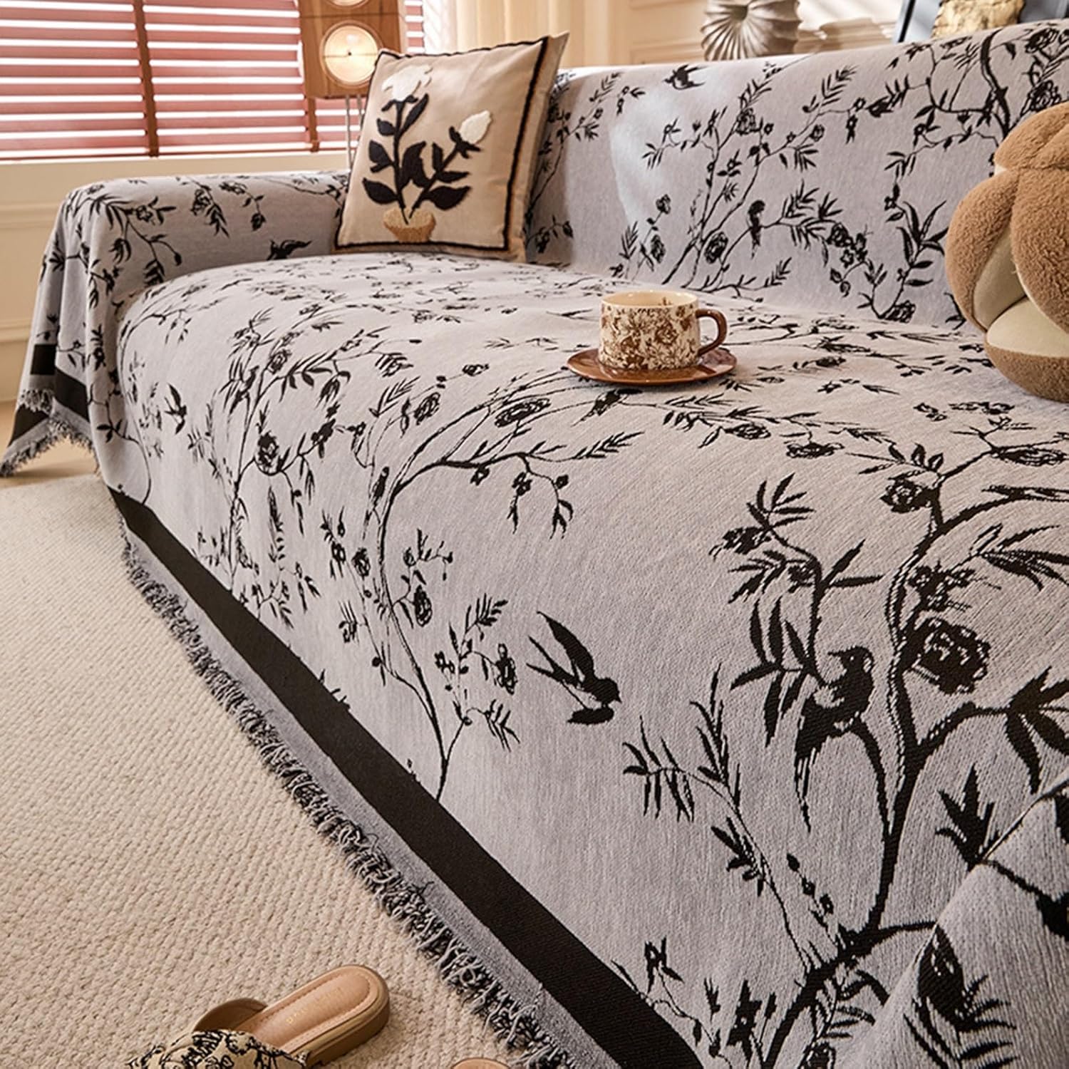 Housse de coussin de canapé en chenille housse canapé extensible