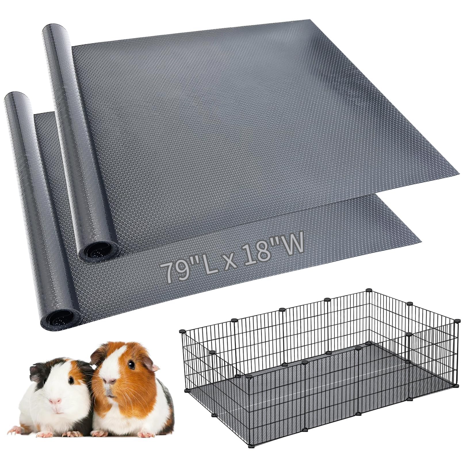 Hamiledyi 2 Packs Guinea Pig Cage Liner Reusable Guinea Pig Bedding Easily Cut to Suit Cage Washable and Anti Slip Guinea Pig Pee Pads for Small