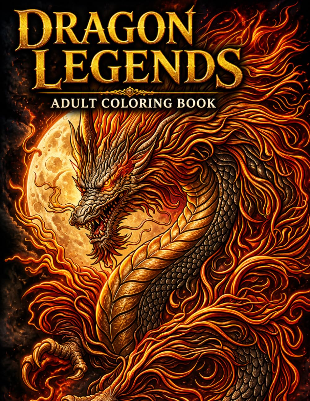 Dragon Legends Adult Coloring Book Epic Mythical Dragons Dark Fantasy Coloring Book for Stress Relief and Relaxation