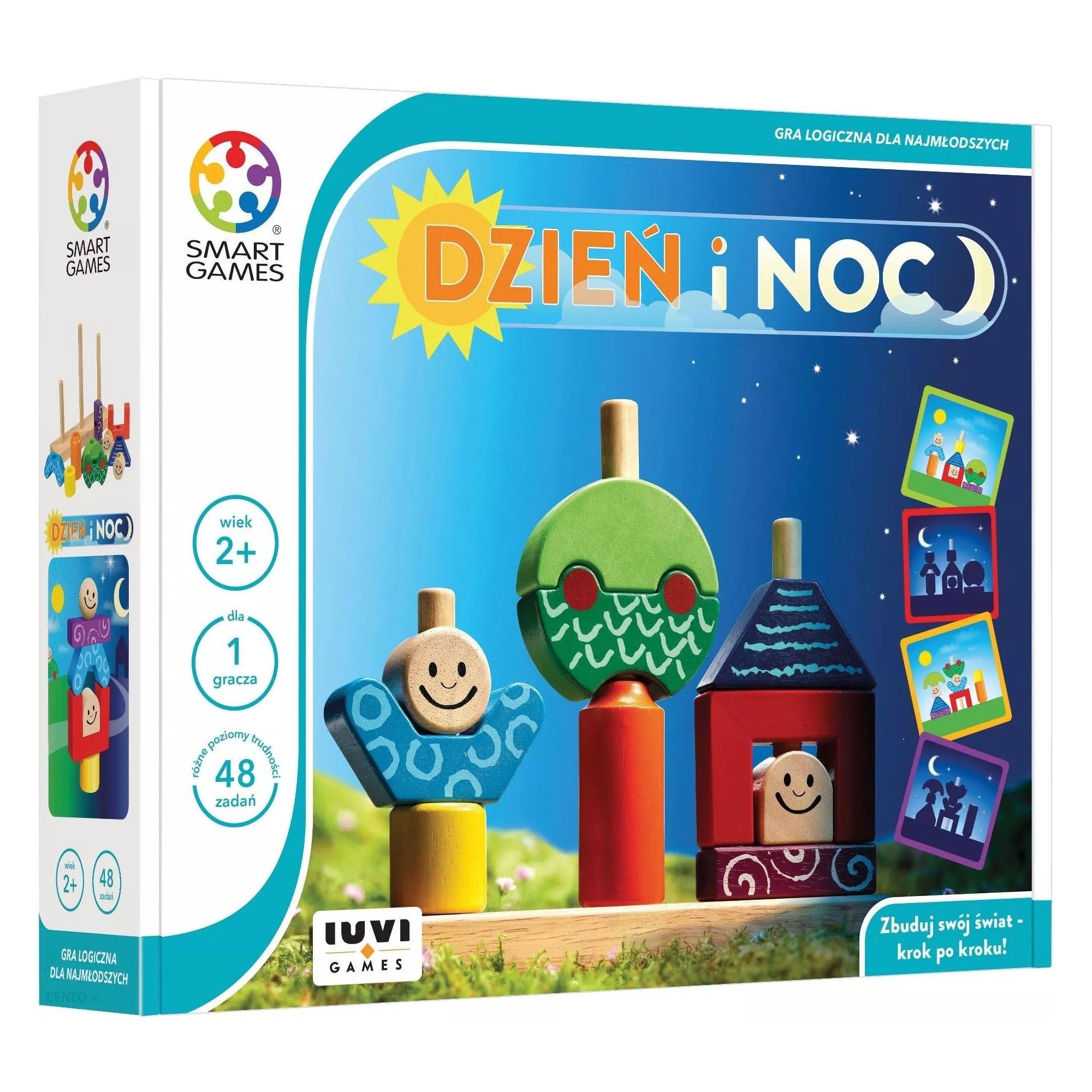 Smart Games - Jeu pour 1 joueur - Jeu solo - Jour et nuit - 48 tâches - Pour enfants à partir de 2 ans - Jeu de voyage