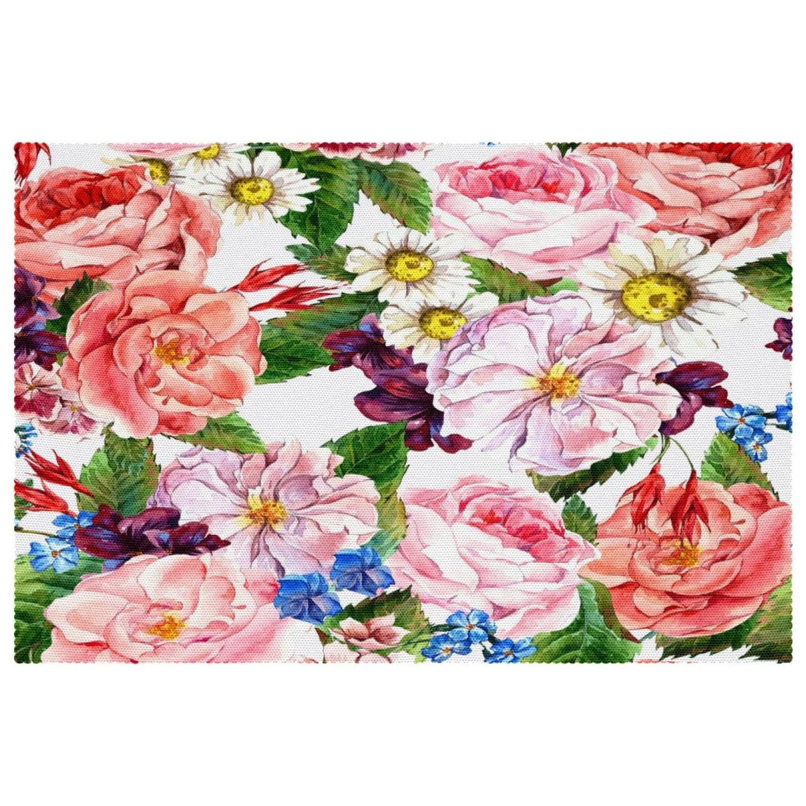 Lot de 6 sets de table au fini raffiné et imprimé floral de qualité