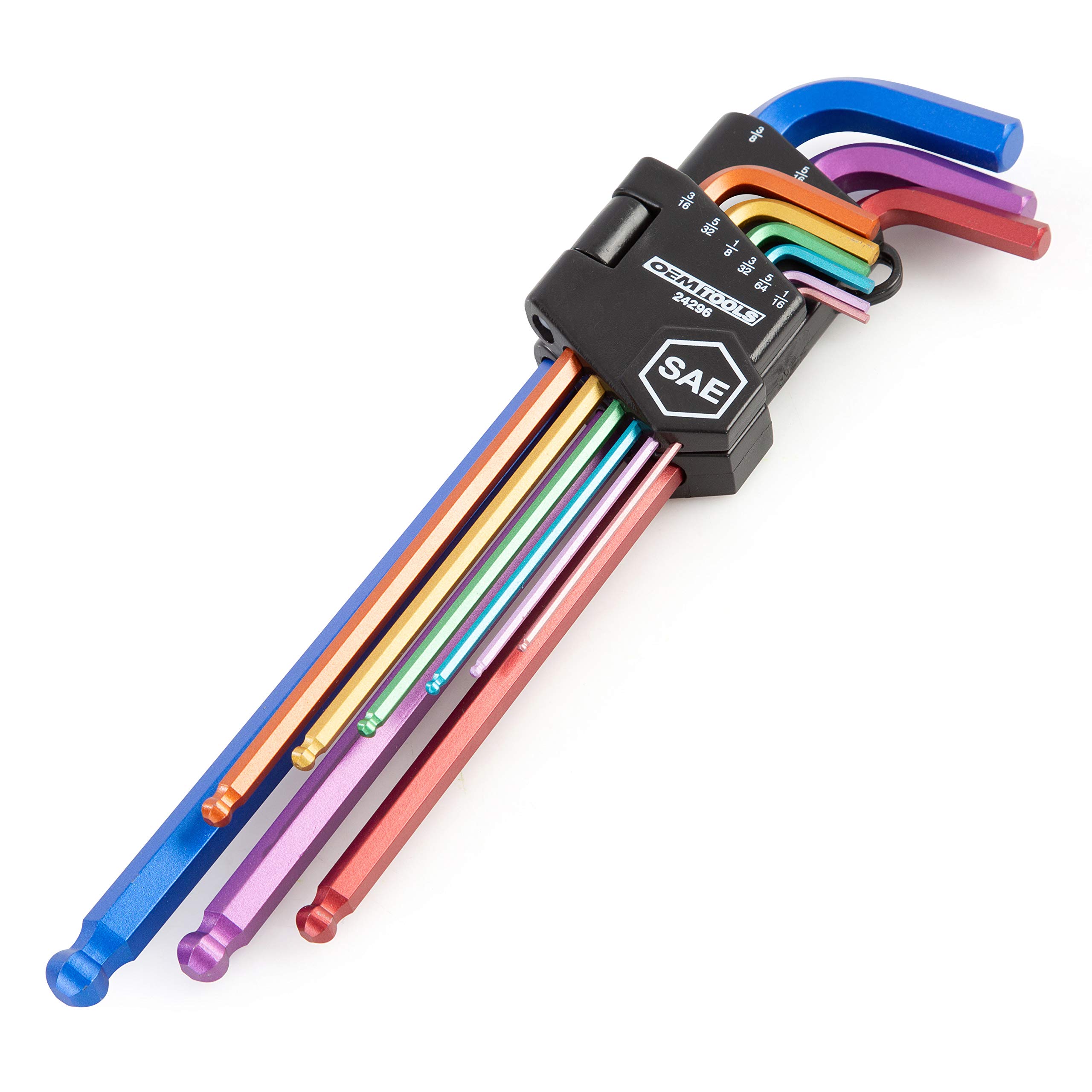 Buy OEMTOOLS 24296 Professional Color Coded Extra Long Hex Key Set, 9 Piece SAE Allen Key Set