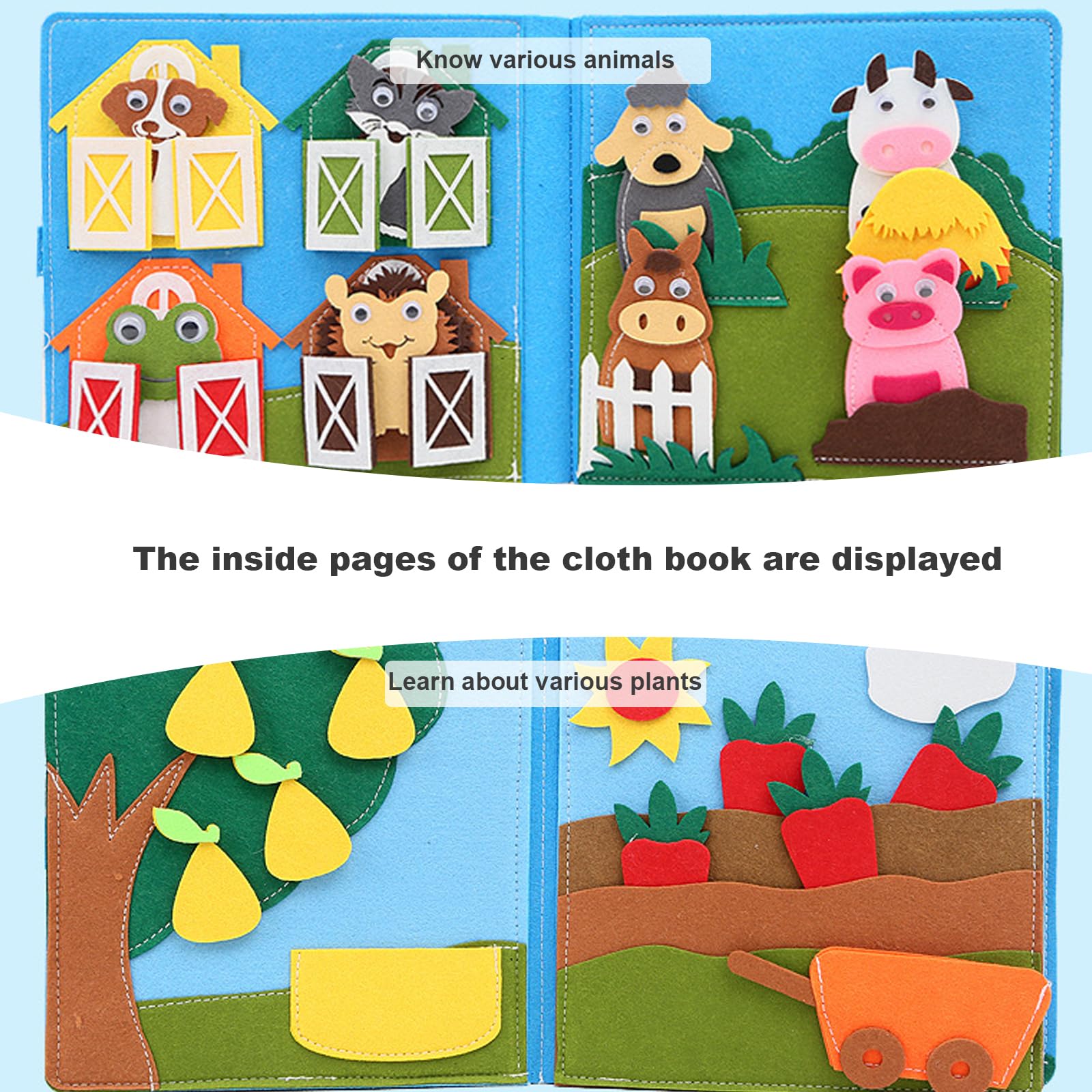 Tavola occupata per bambini Libro di attività in feltro 3D Giocattoli sensoriali per bambini Giocattolo educativo per l'apprendimento prescolare per bambina Tavola occupata, giocattoli da viaggio per