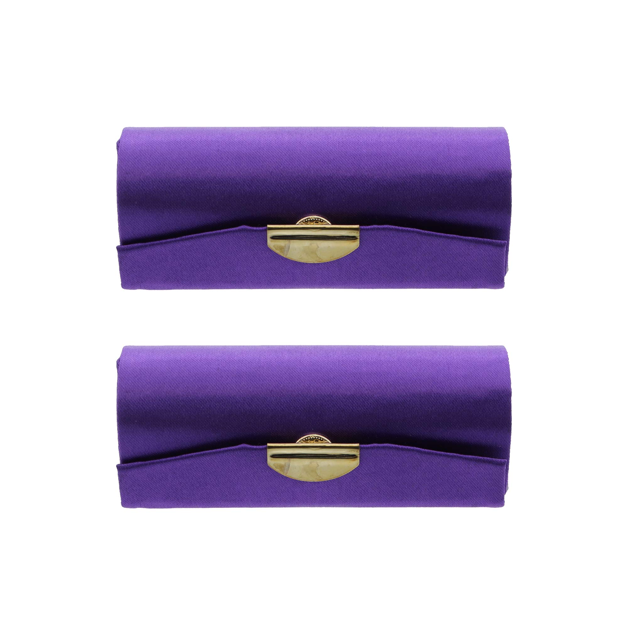 Motique Accessories Solid Satin Ladies Lipstick Case With Mirror Purse Holder Set of 2 (Purple)