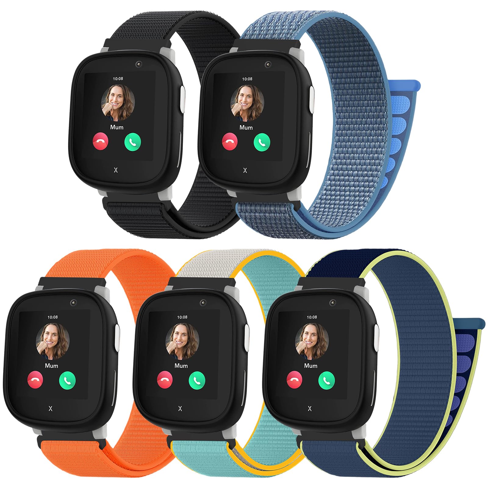 chinbersky 5 sztuk nylonowych bransoletek typu loop, kompatybilne z Xplora X6 Play / Anio 6, dla dzieci, smartwatch, zapięcie na rzepy, dla dziewcząt i chłopców, regulowany, pleciony pasek do Xplora