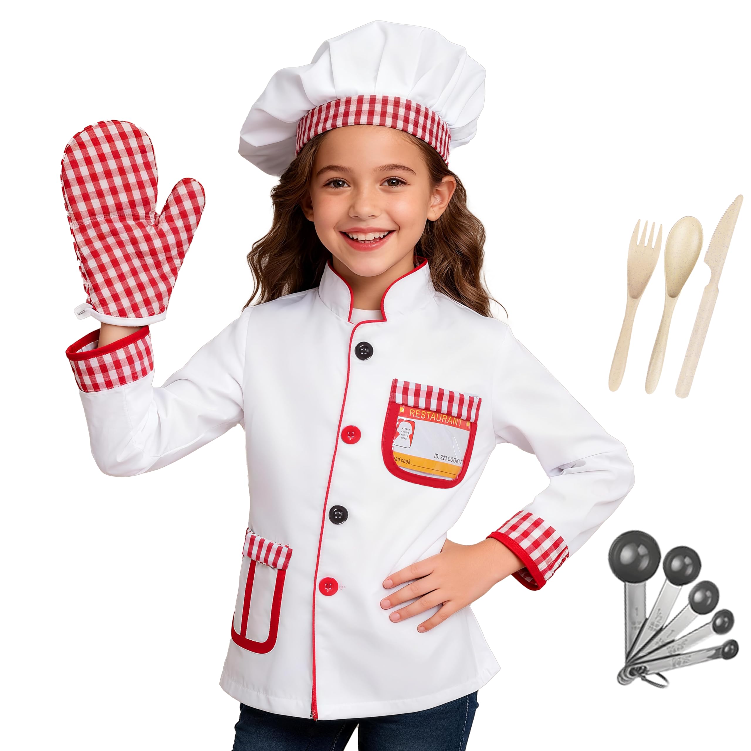 Davsolly Career Day Costume for Kids Chef Costume for Boys Girls Cooking Play Halloween 100th day of School