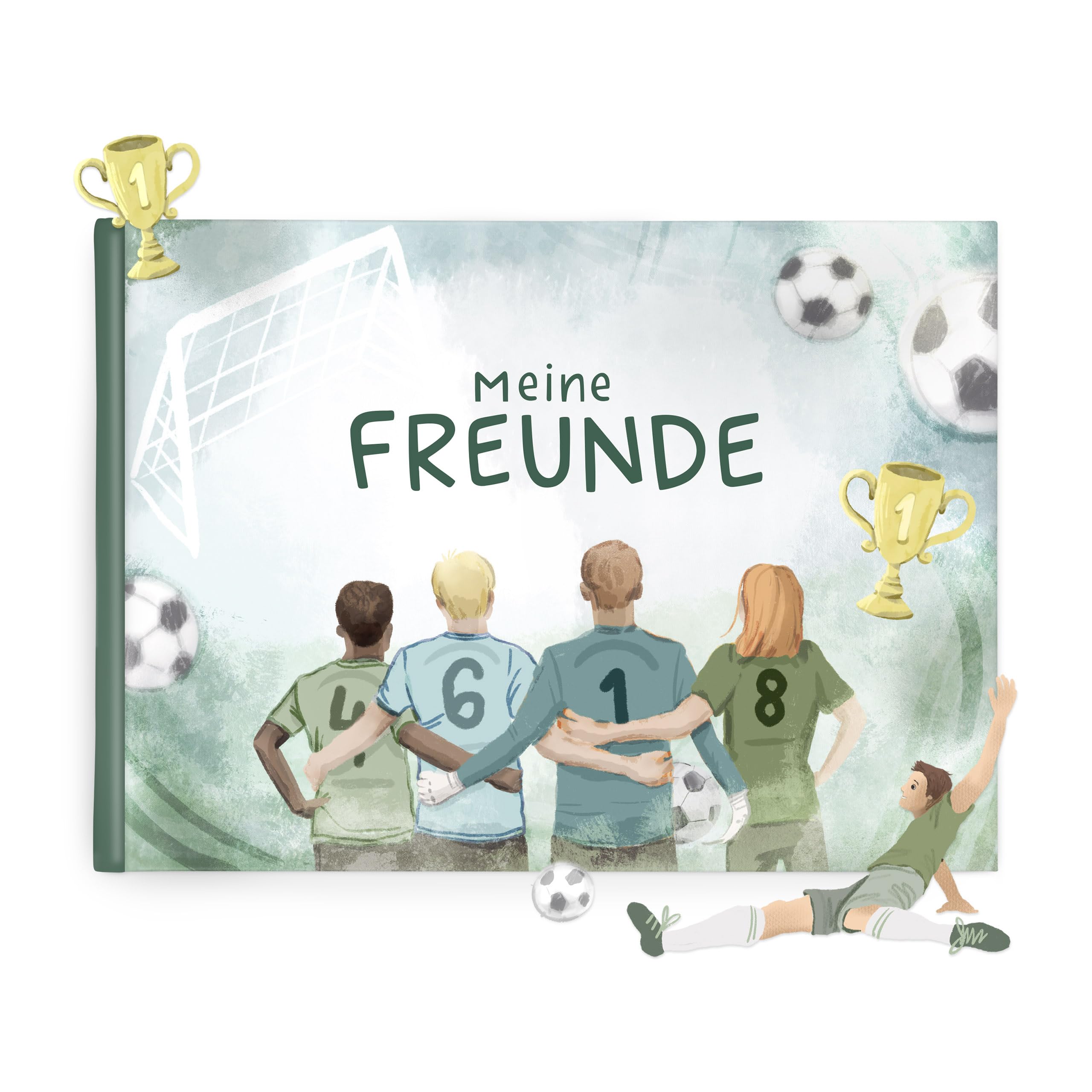 mintkind Freundebuch Fußball – Schulfreundebuch für Jungen mit 30 Einträgen, Fußball-Motiv, extra Seiten & robustem Hardcover – Geschenk für Grundschüler