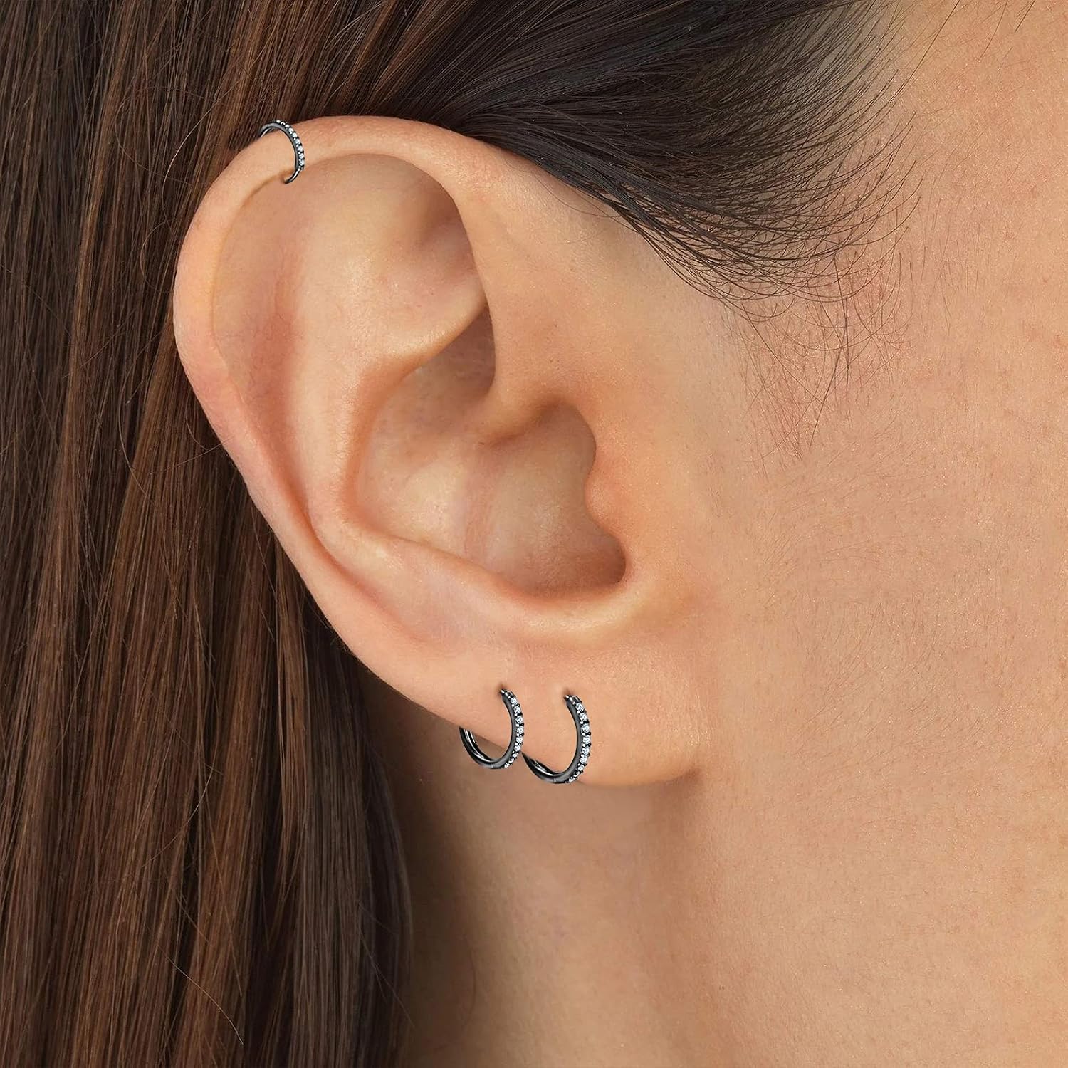 3 Pairs 925 Sterling Silver Small Hoop Earrings for Women Men