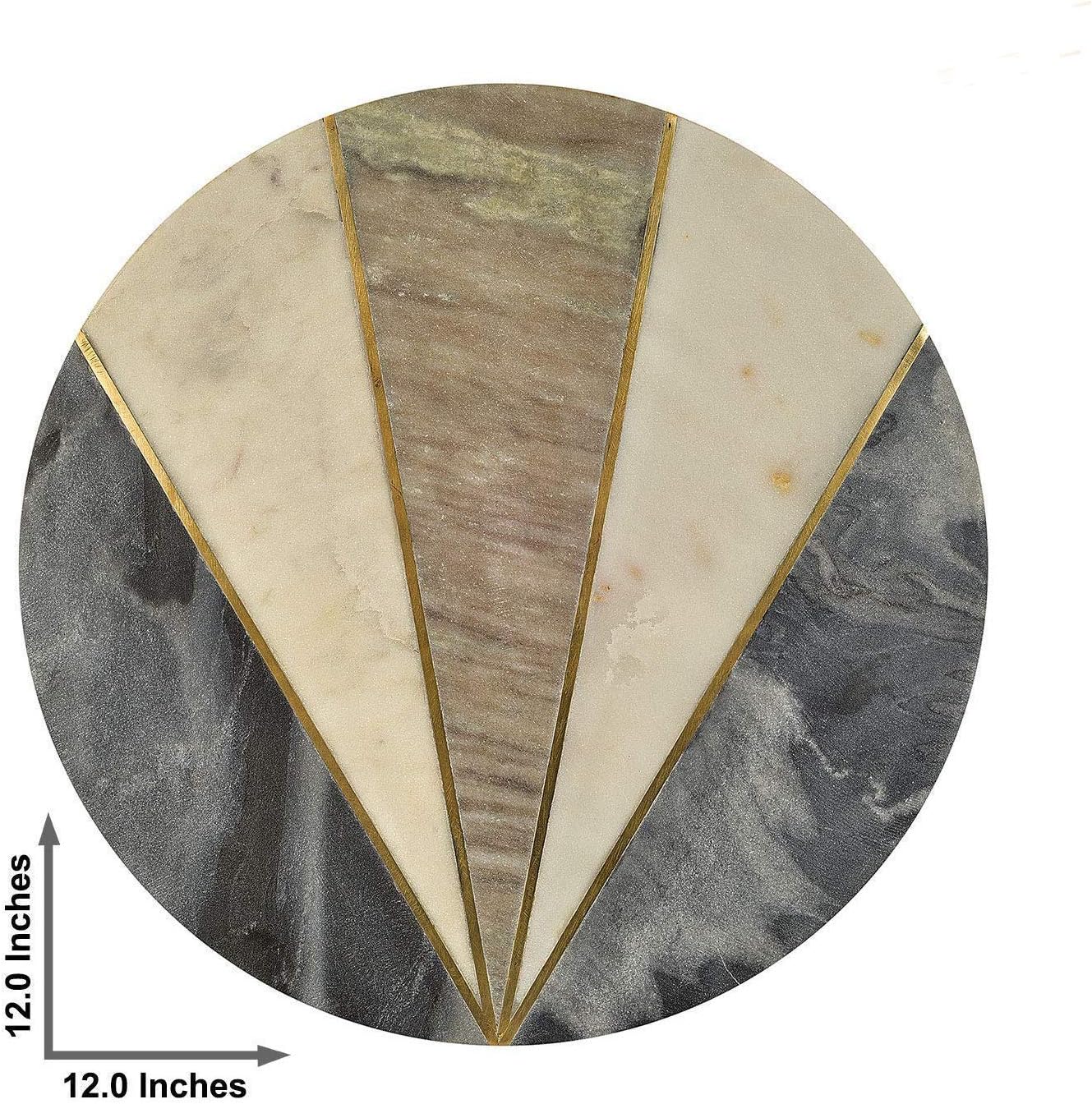 Beautiful Marble & Brass Cheese Board/Charcuterie Platter (Size Large | Shape Round | Color White)