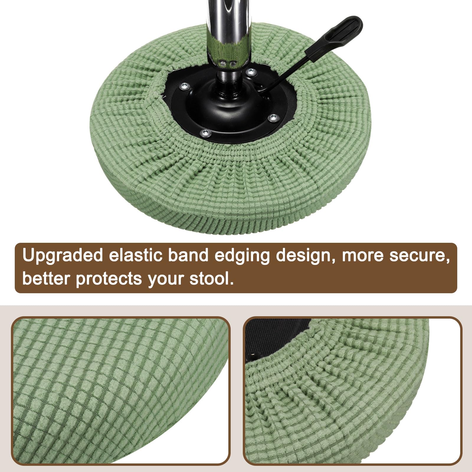 Uxcell 4pcs Upgraded Round Bar Stool Covers, Round Chair Covers Dia.12-14", for Bar Stool Slipcovers Matcha - Image 3