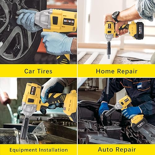 Miniatura 7 de Mowis Llave de impacto inalámbrica 12 pulgada 20V 400Nm Pistola de impacto de potencia sin escobillas, velocidad de 2200 rpm, batería de iones de