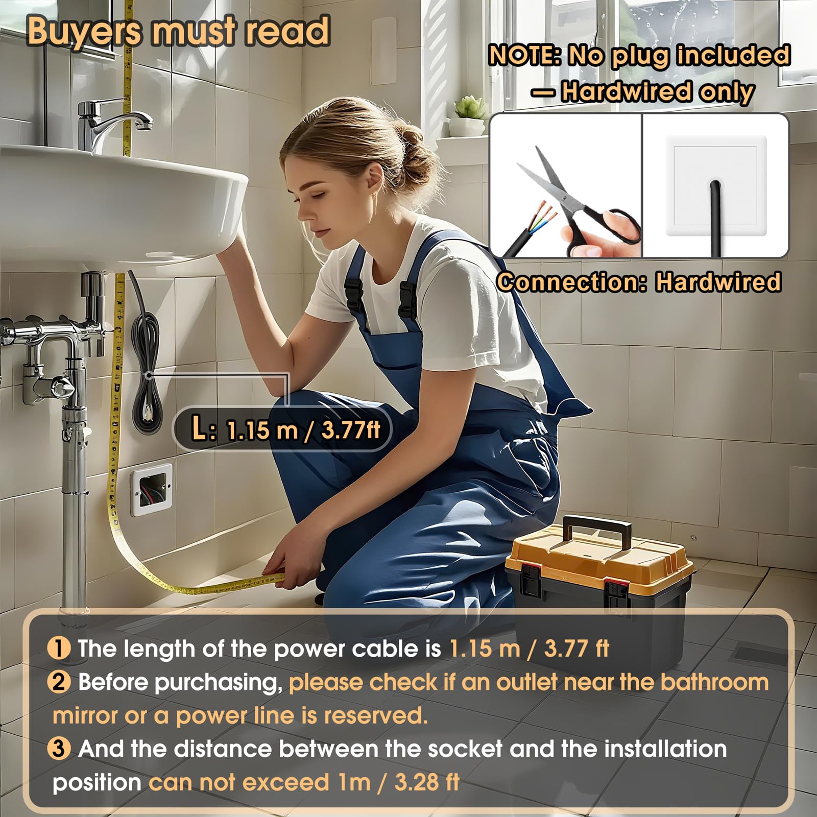 Miroir LED lavabo 80 cm rond Lumière rétroéclairée rasage douche Fixation murale sans buée Intensité variable 3 couleurs IP54