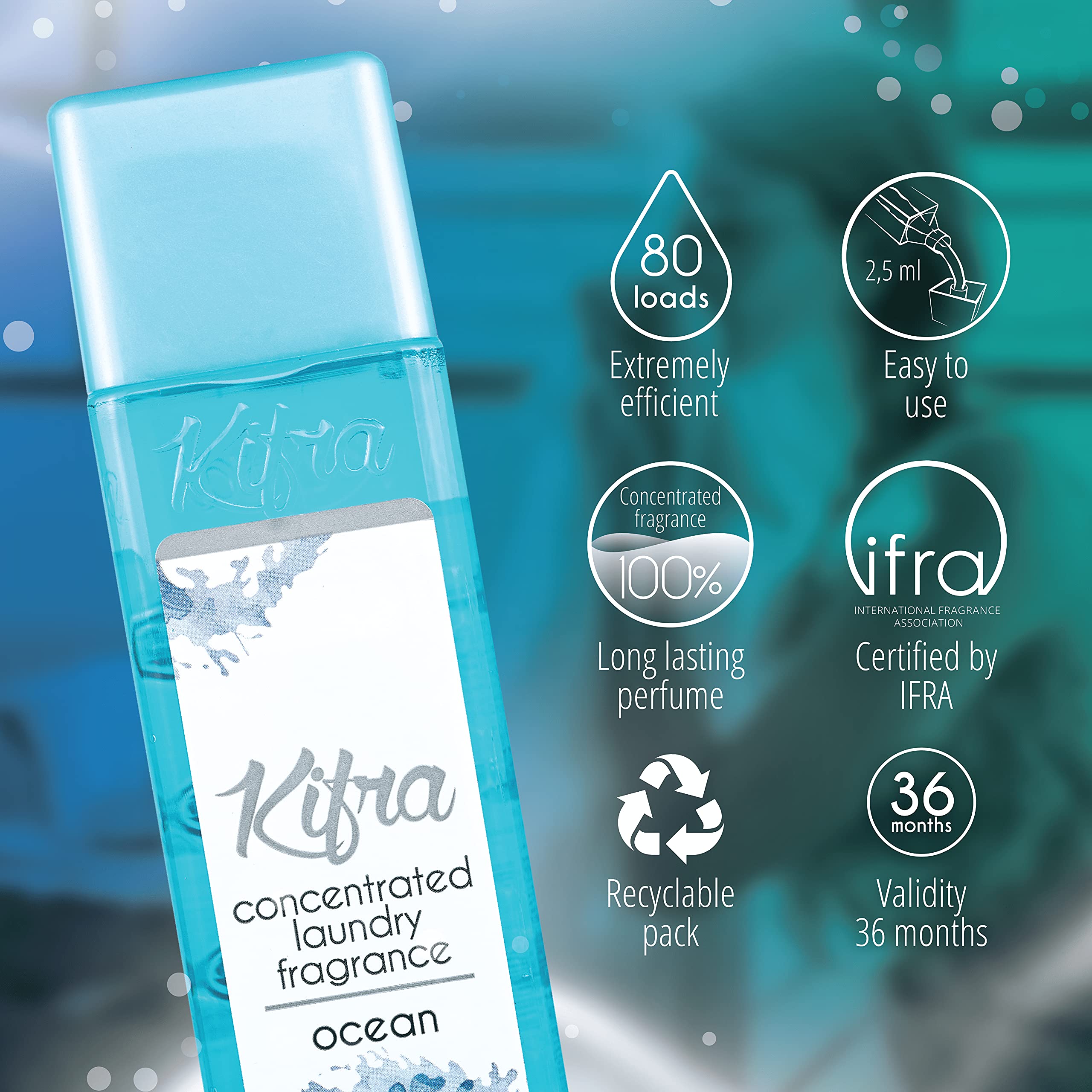 KIFRA OCEAN Perfume de Lavandería Concentrado 200ml 80 Ciclos de Lavado - 4