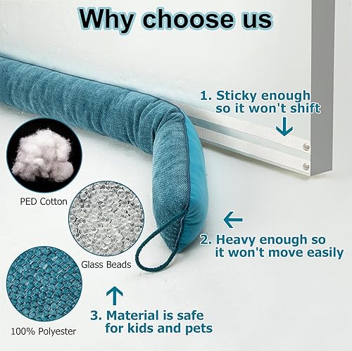 Miniatura 3 de Tope de puerta con peso para debajo de la puerta, bloqueador de ruido para puerta delantera, aislamiento de corrientes de aire de puerta, resistente