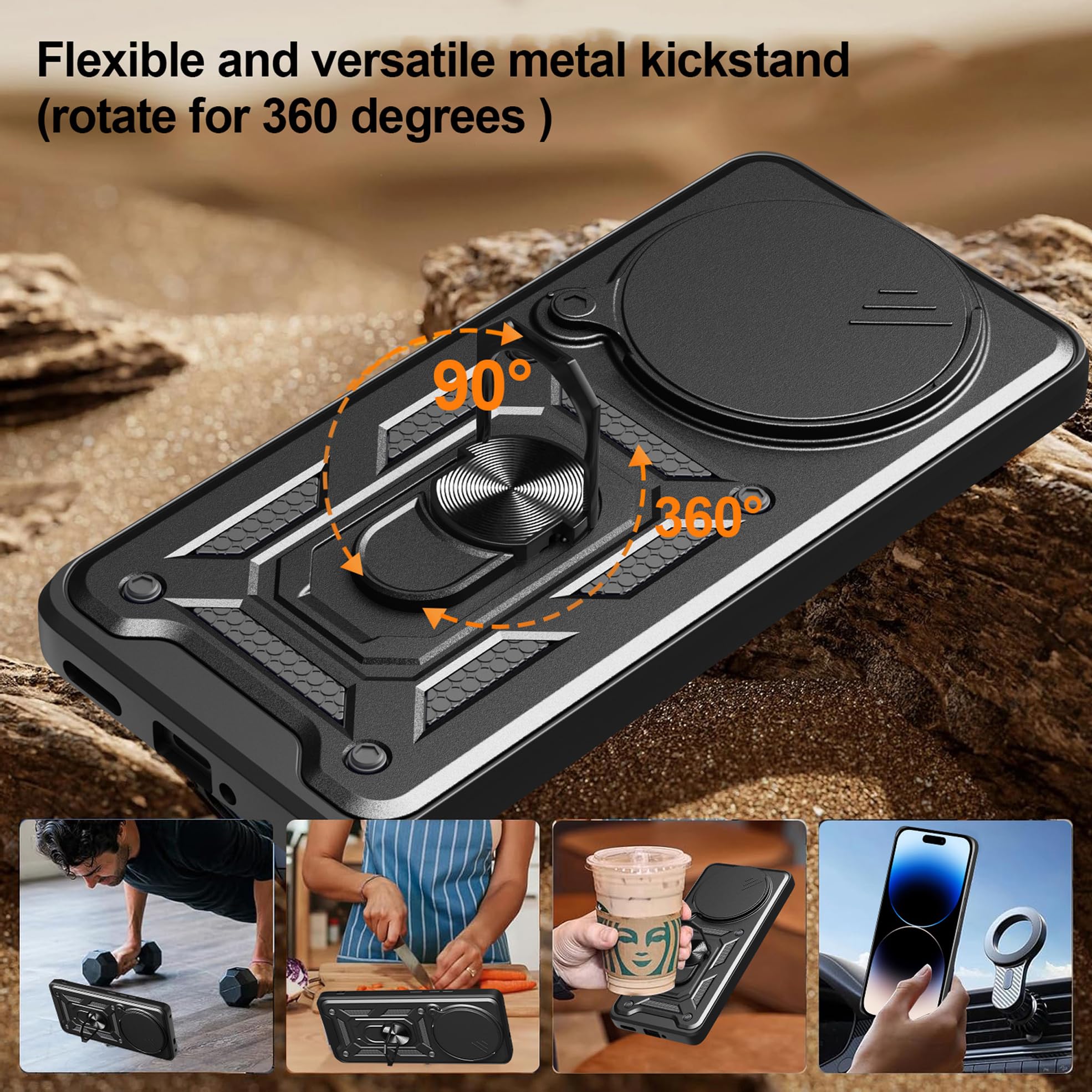 Hülle Für Xiaomi 15 Ultra 5G Mit Schutzfolie - Kameraschutz, Metall-Ringständer, Kartenfach