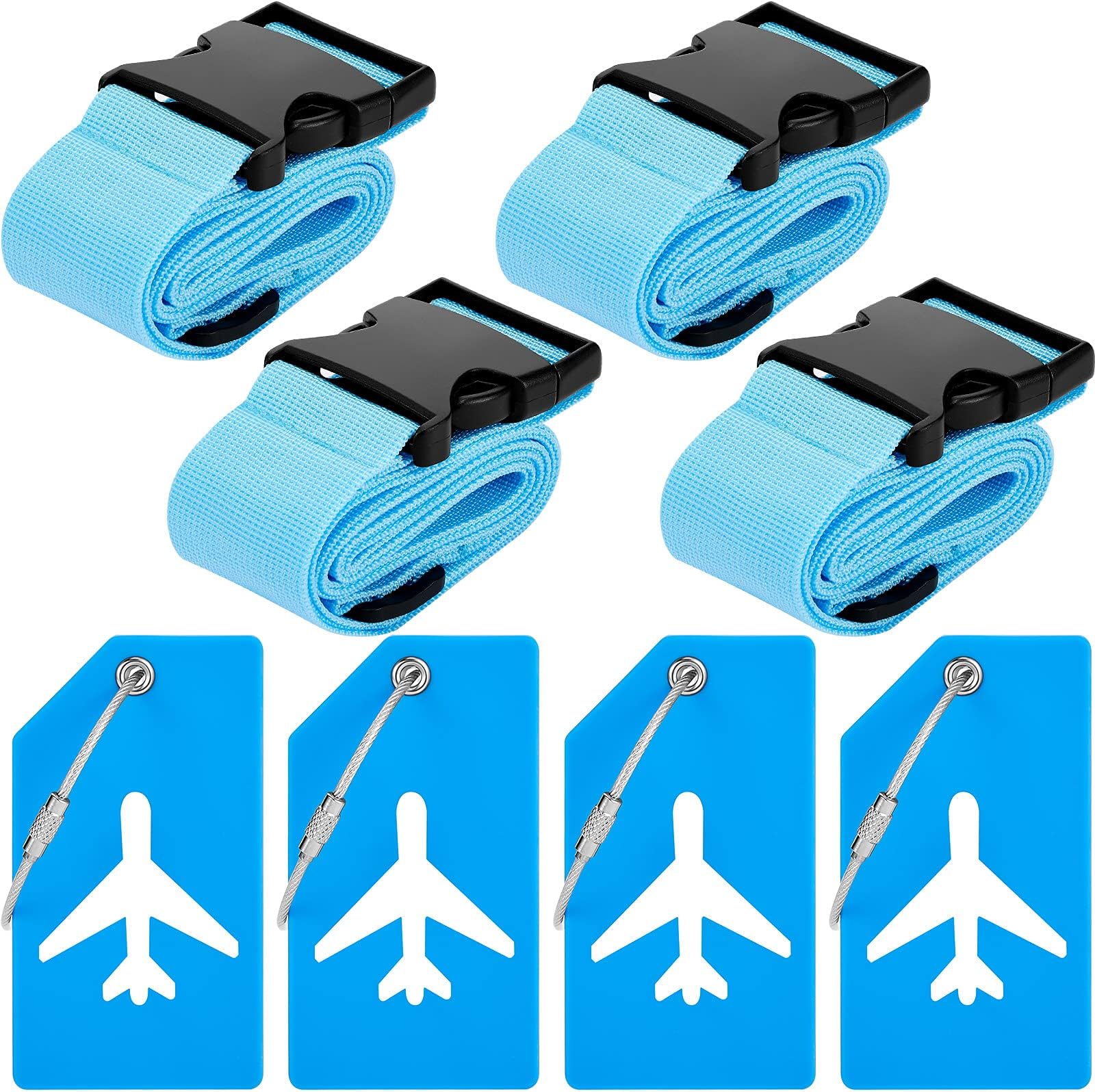 8 Pack Luggage Straps Suitcase Tags Set, Travel Adjustable Suitcase