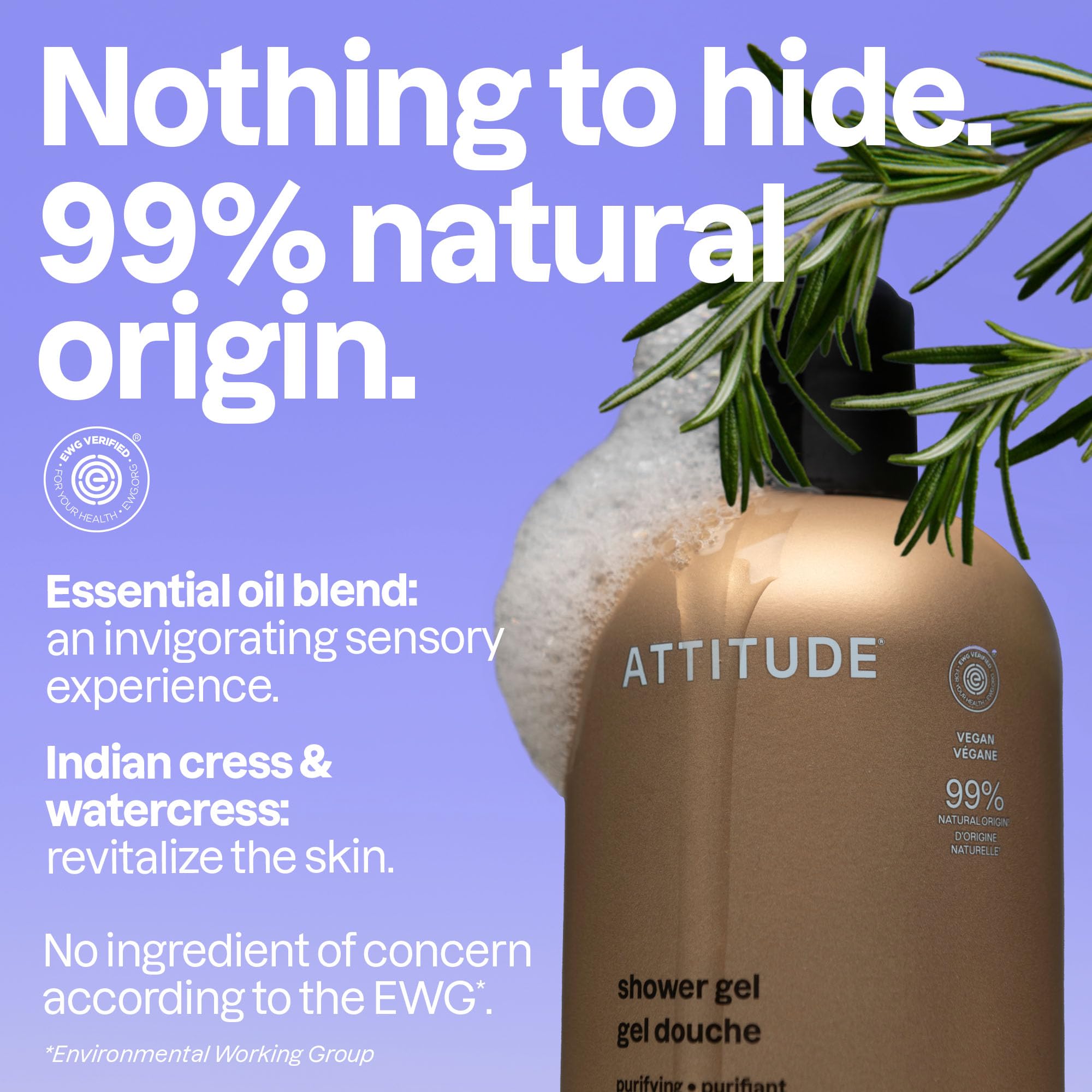 ATTITUDE Body Wash with Essential Oils, Moisturizing Shower Gel, Gentle Daily Cleanser, EWG Verified, Vegan Clean Beauty Skin Care, Sage & Rosemary, 444 mL - 4