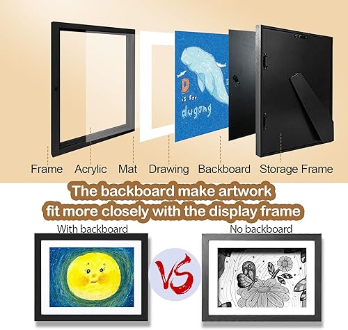 Miniatura 6 de UBeesize Marco de arte para niños, paquete de 2 unidades de arte A4, marcos de apertura frontal con capacidad para 50 unidades, pantalla de imágenes