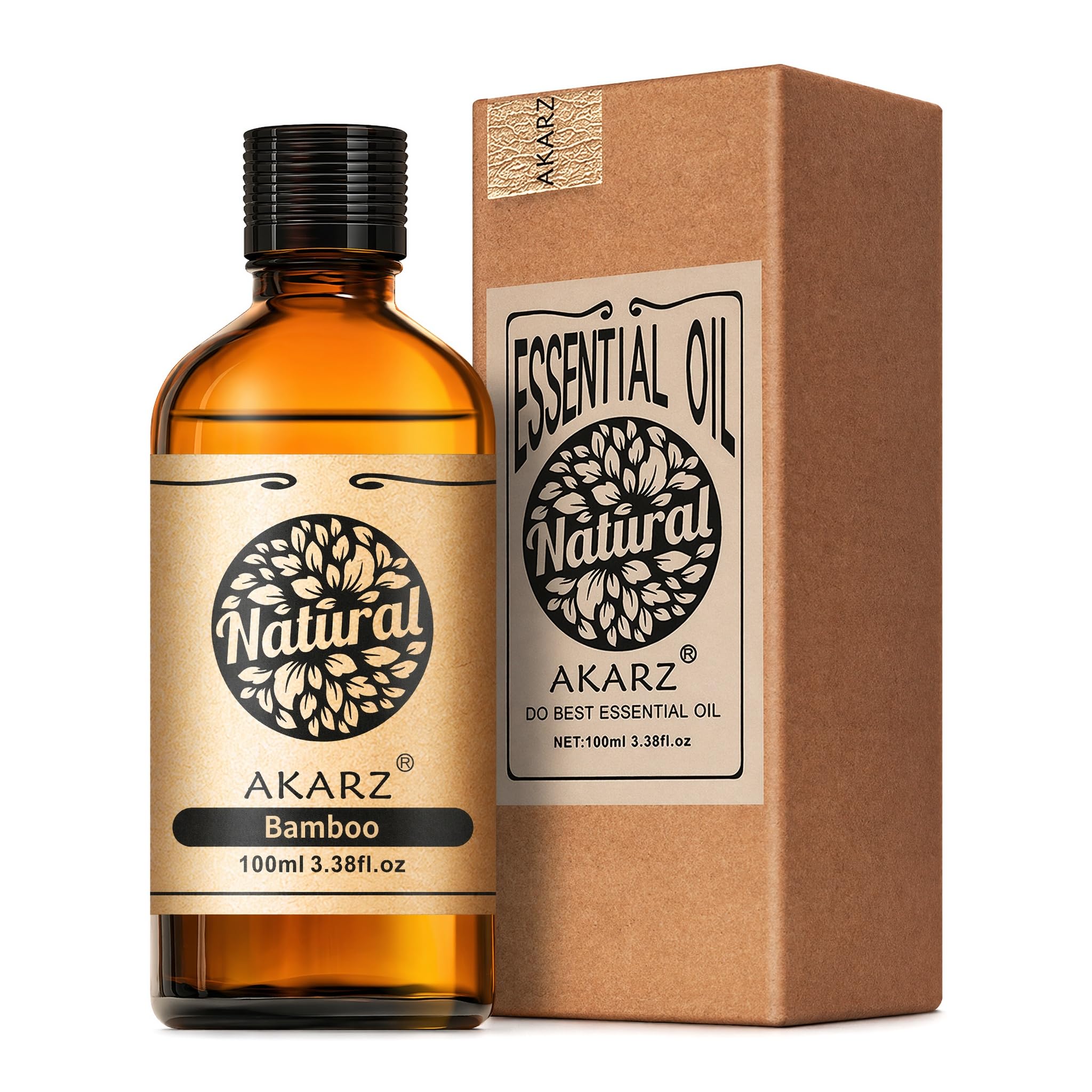 AKARZ 100ml Olejek esencjny z Bambusa - Naturalny olejek aromatyczny do dyfuzorów, lamp aromatycznych i aromatów pomieszczeń