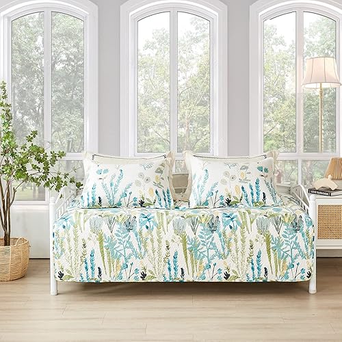 Miniatura 1 de Juego de funda de sofá cama individual floral, ropa de cama de 3 piezas, reversible, acogedora, funda de cama de doble cara, juego de edredón de