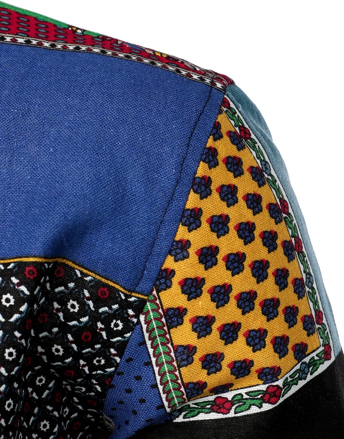 PARKLEES Men's Cotton Linen-Like 70s Disco Retro Traditional Pattern Printed Long Sleeve Button Down Shirt - Image 4