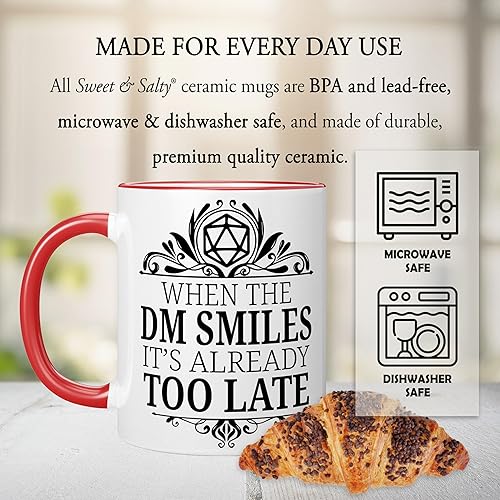 Miniatura 2 de Sweet & Salty Taza DND  Taza de café con texto en inglés When the DM Smiles, Dungeons and Dragons Dungeon Master, regalos D y D para amantes de DND,
