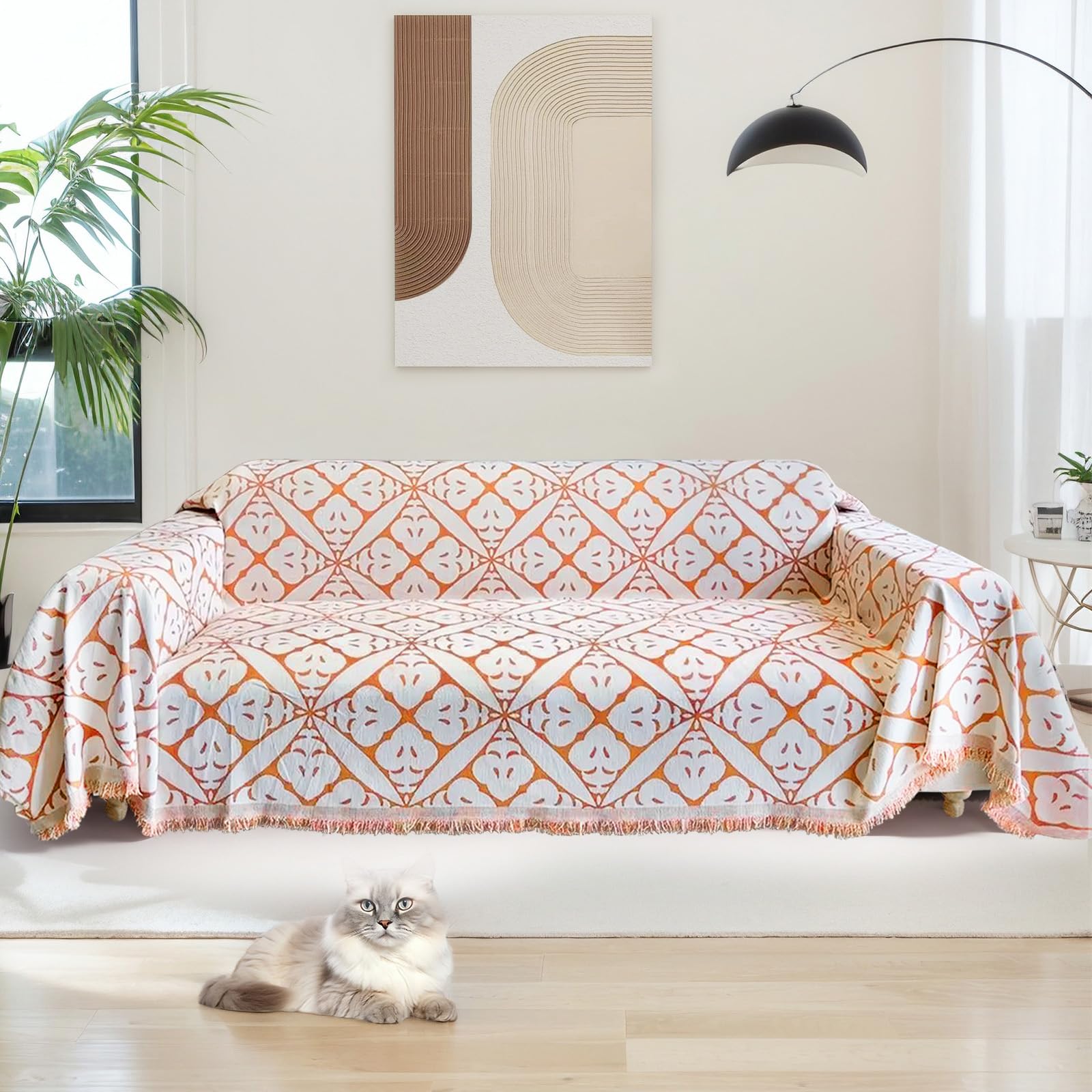 jianyana Sofa Covers Soft Durable Reversible Chenille Sofa Slipcover Couch Covers Modern Plaid Universal Furniture Protector for 1 2 3 4 Seater Sofa Loveseat L-shape Corner Futon Sofas — image 1