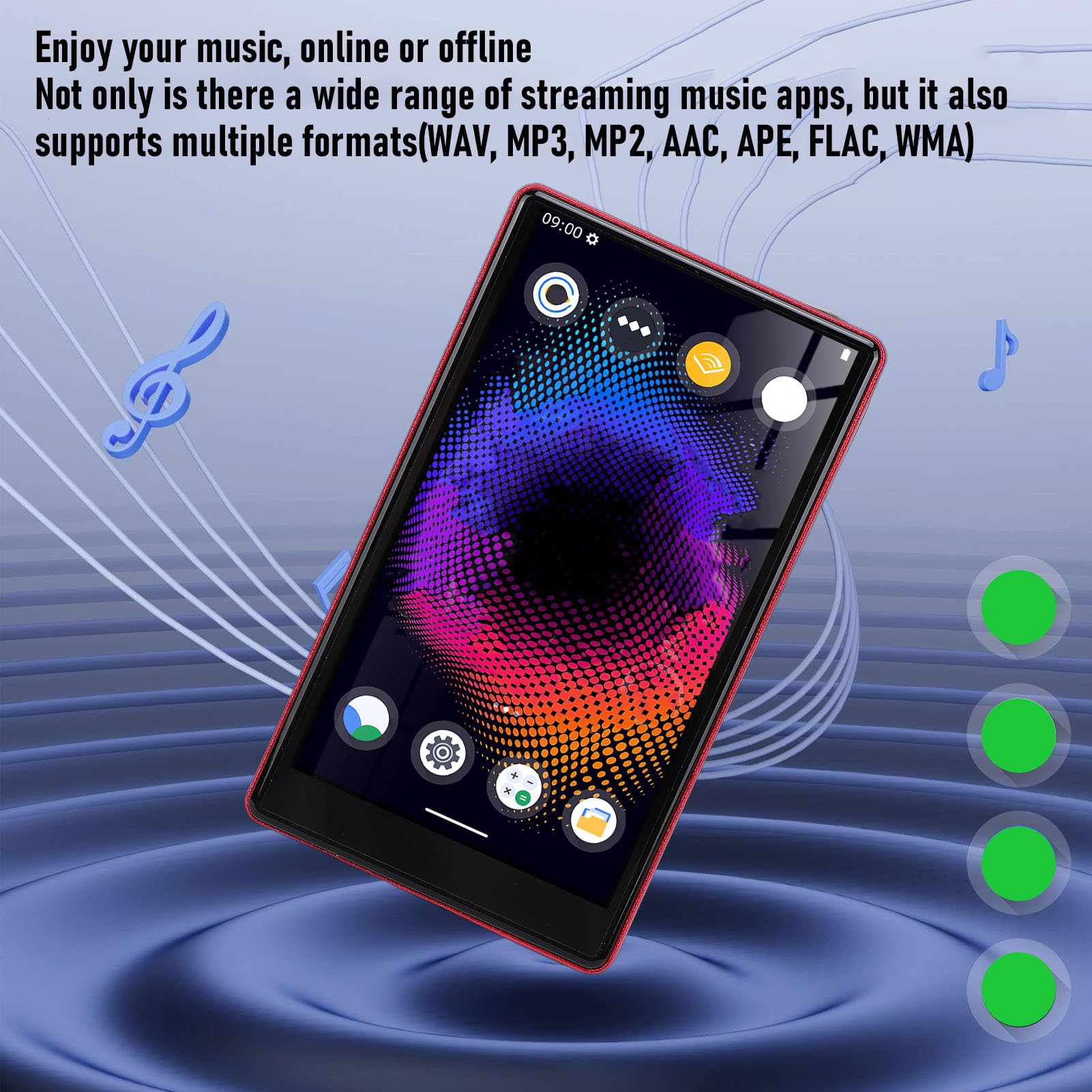 SIXRUN Reproductor MP3 de 128 GB con Bluetooth WiFi, Reproductor MP4 HiFi con Pantalla Táctil de 5 Pulgadas, 8 Núcleos, 4 GB de RAM, Batería de 2500 MAh para Niños, Adultos, Viajes, Gimnasio, Música