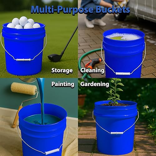 Miniatura 10 de Cubo y tapa de 5 galones, cubo duradero de 90 mil, fabricado en los Estados Unidos, grado alimenticio, no contiene plástico BPA, reciclable (1, rojo)