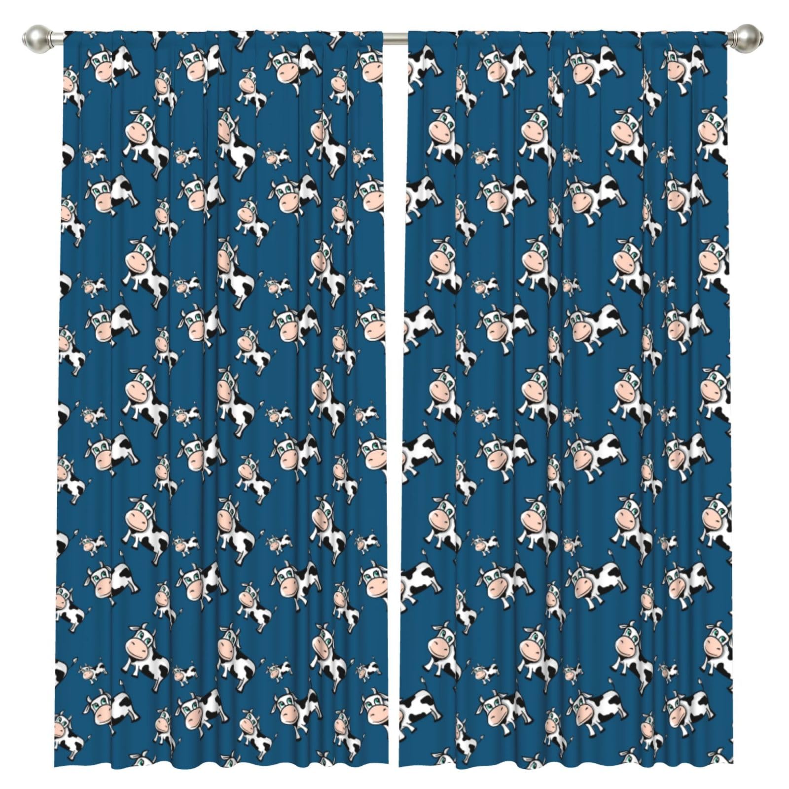 InOmak Cows, 2 Panels Window Curtains 52 x 84 Inch Blackout Curtains for Living Room Bedroom