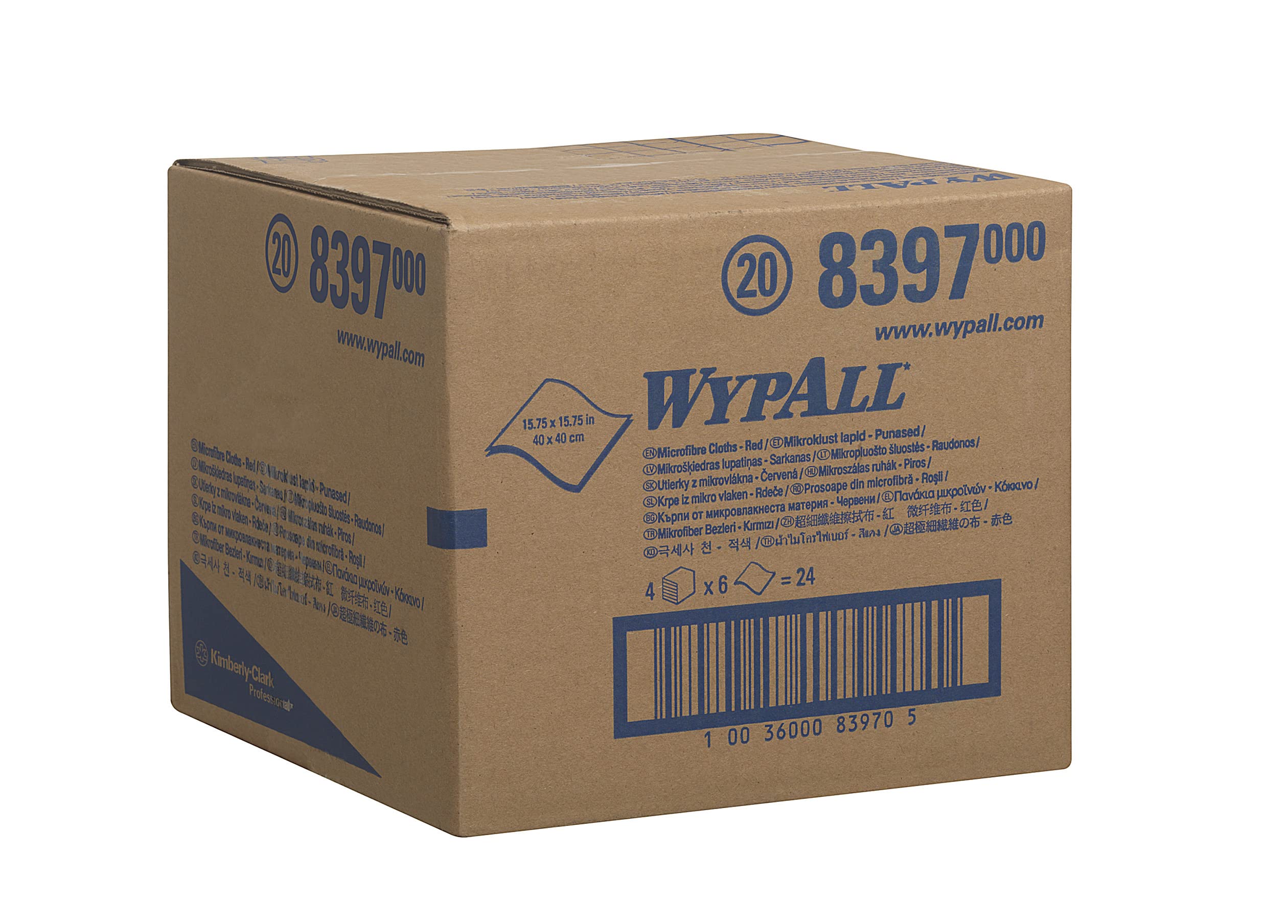 WypAll Ściereczki z mikrofibry 8397 – 4 paczki z 6 chusteczkami, czerwone
