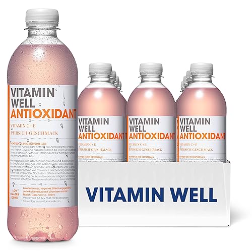 Vitamin Well Vitamin Wasser mit geschmack - Vitamin C, Vitamin D, Zink - funktionelles und kalorienarmes Getränk, angereichert mit funktionellen Inhaltsstoffen-12 x 500ml inkl.Pfand (Antioxidant) - Antioxidant