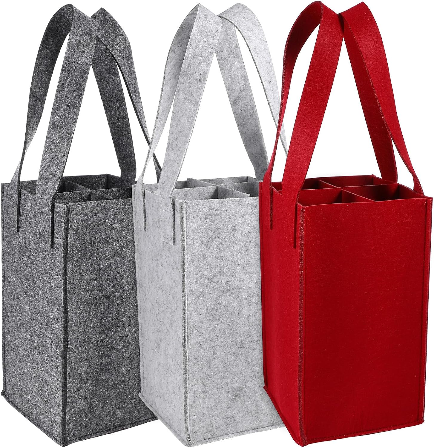 Insulated Felt Wine Bottle Carrier Bags, 4 Bottle Wine Tote Bag, Wear-Resistant and Reusable for Travel, Picnic, Christmas