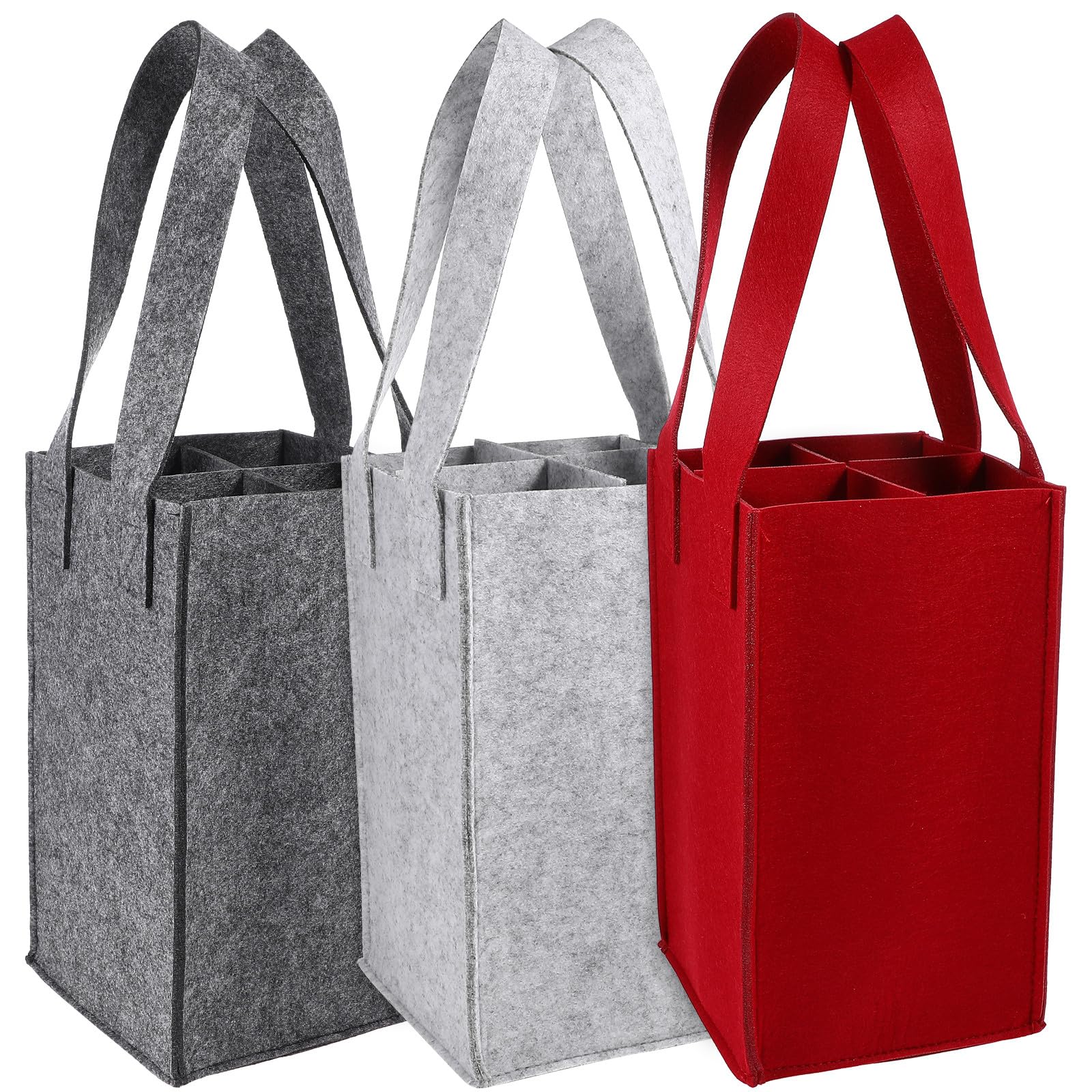 Porte-bouteilles de vin en feutre lot de 3 sacs pliables pour 4 bouteilles coloris assortis
