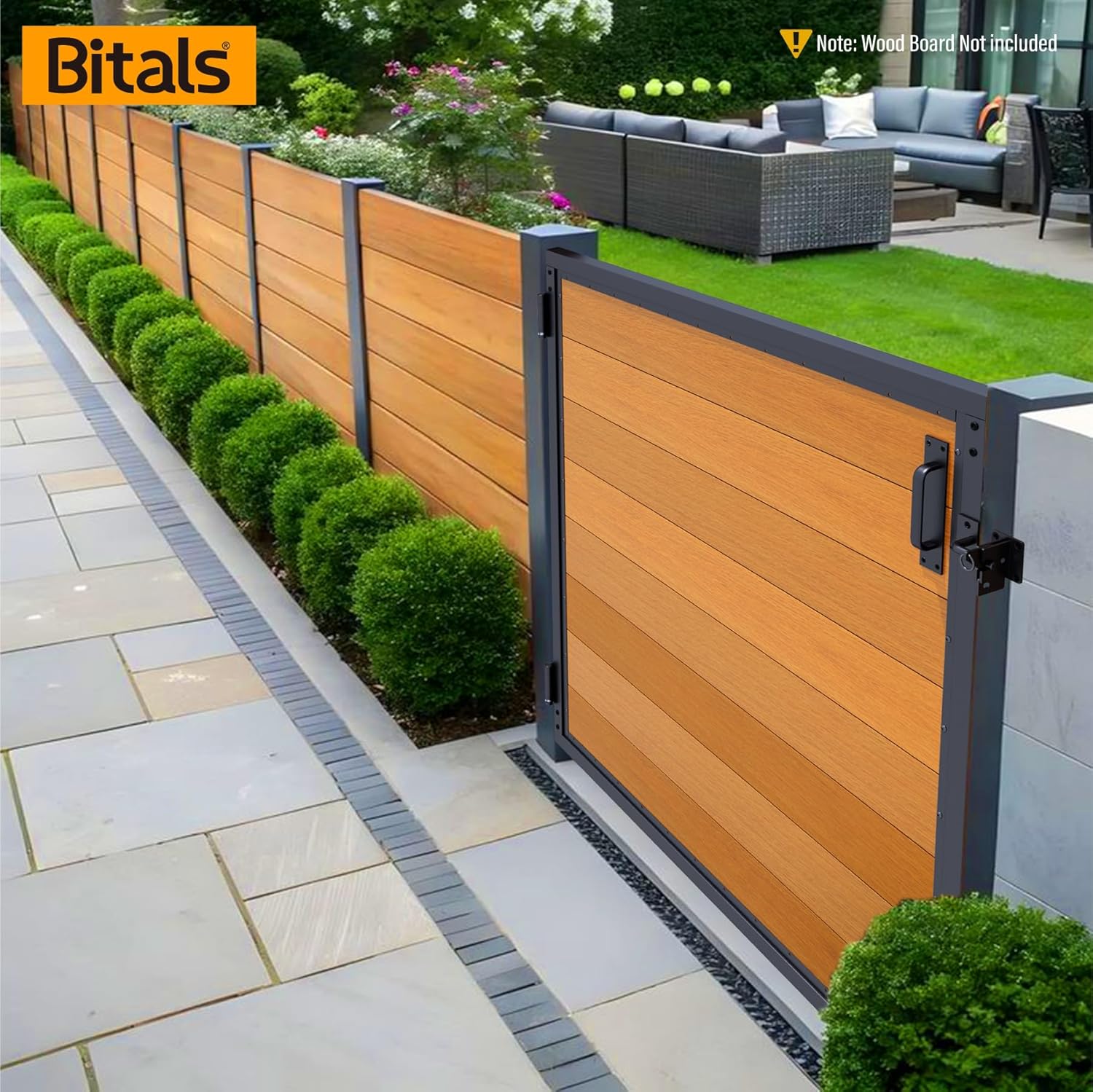4x4FT Fence Gate Frame Kit 201 Stainless Steel Anti-Sag Heavy Duty Garden Gate Reinforcement Hardware, Left/Right Mount (No Panels Included)46.78"W x 47.2"H