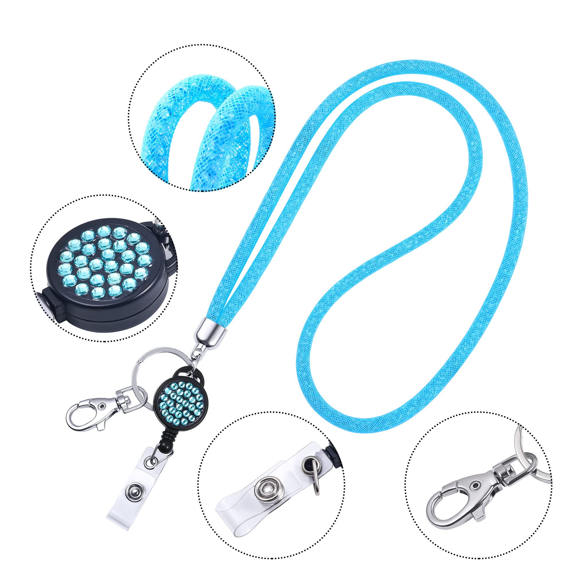 Cordini Portabadge Con Portachiavi - 2 Pezzi Retrattili Con Portacarte Trasparente - Foto 5